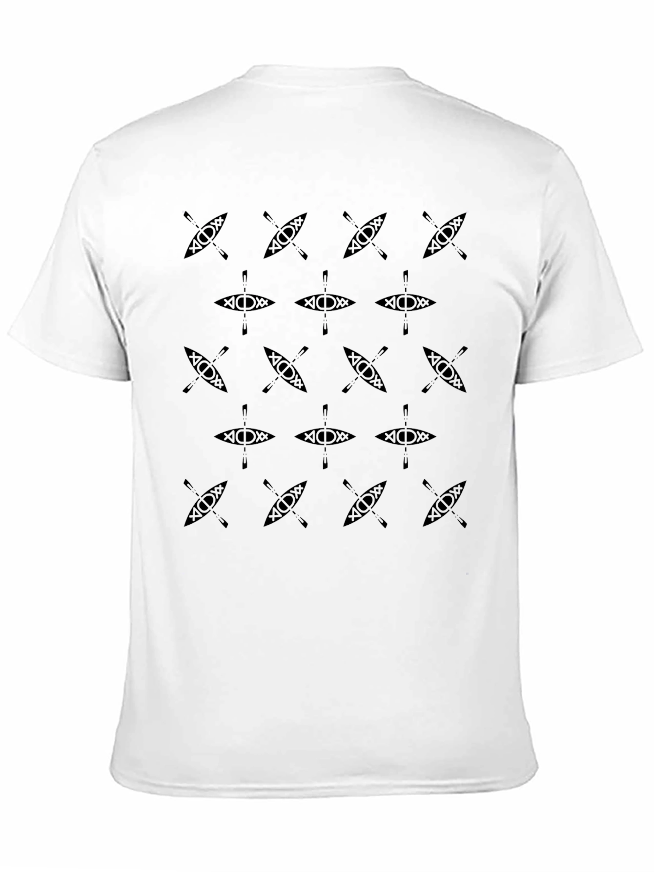 Kayak Pattern Black T-Shirt for Men