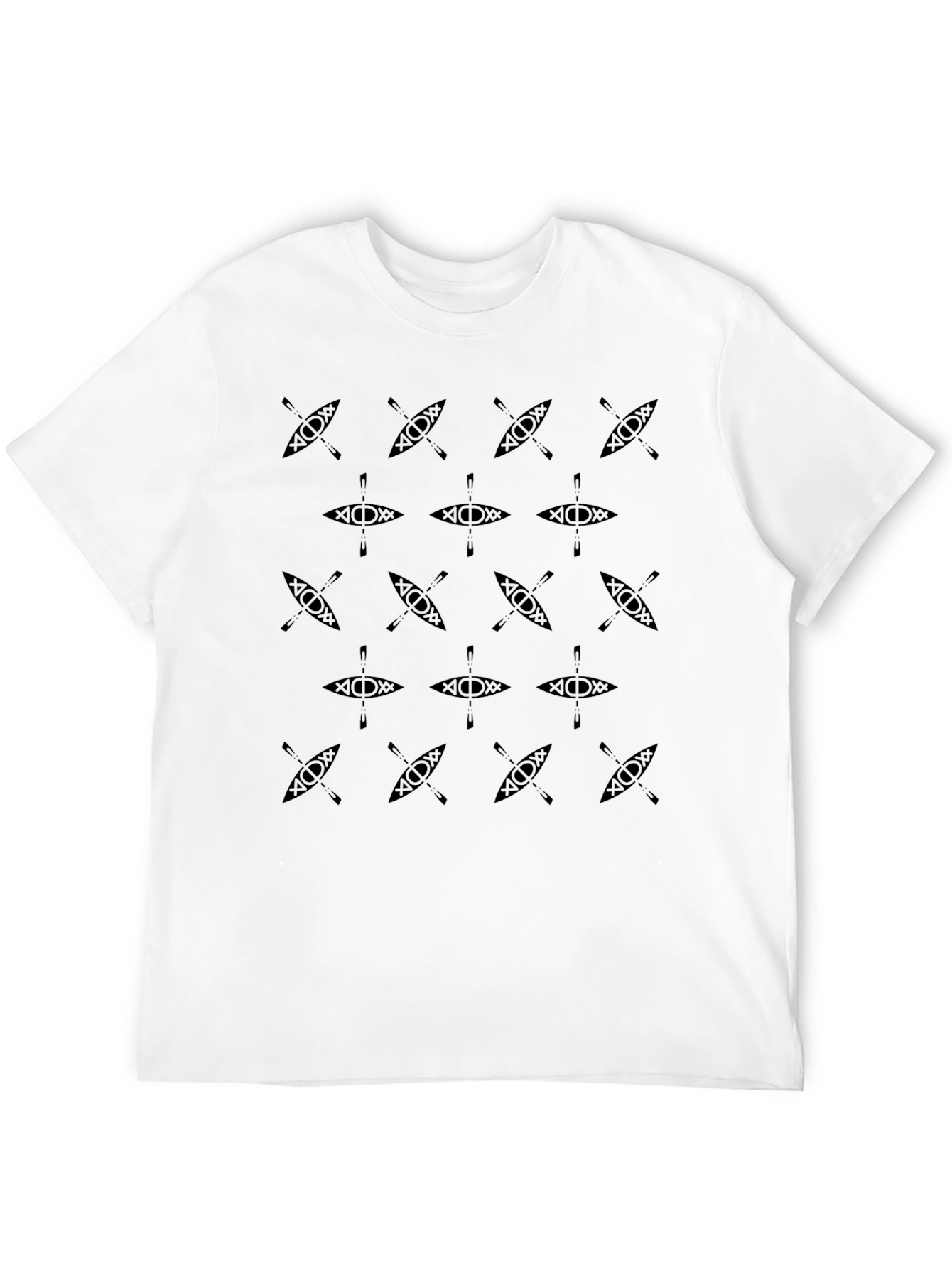Kayak Pattern Black T-Shirt for Men