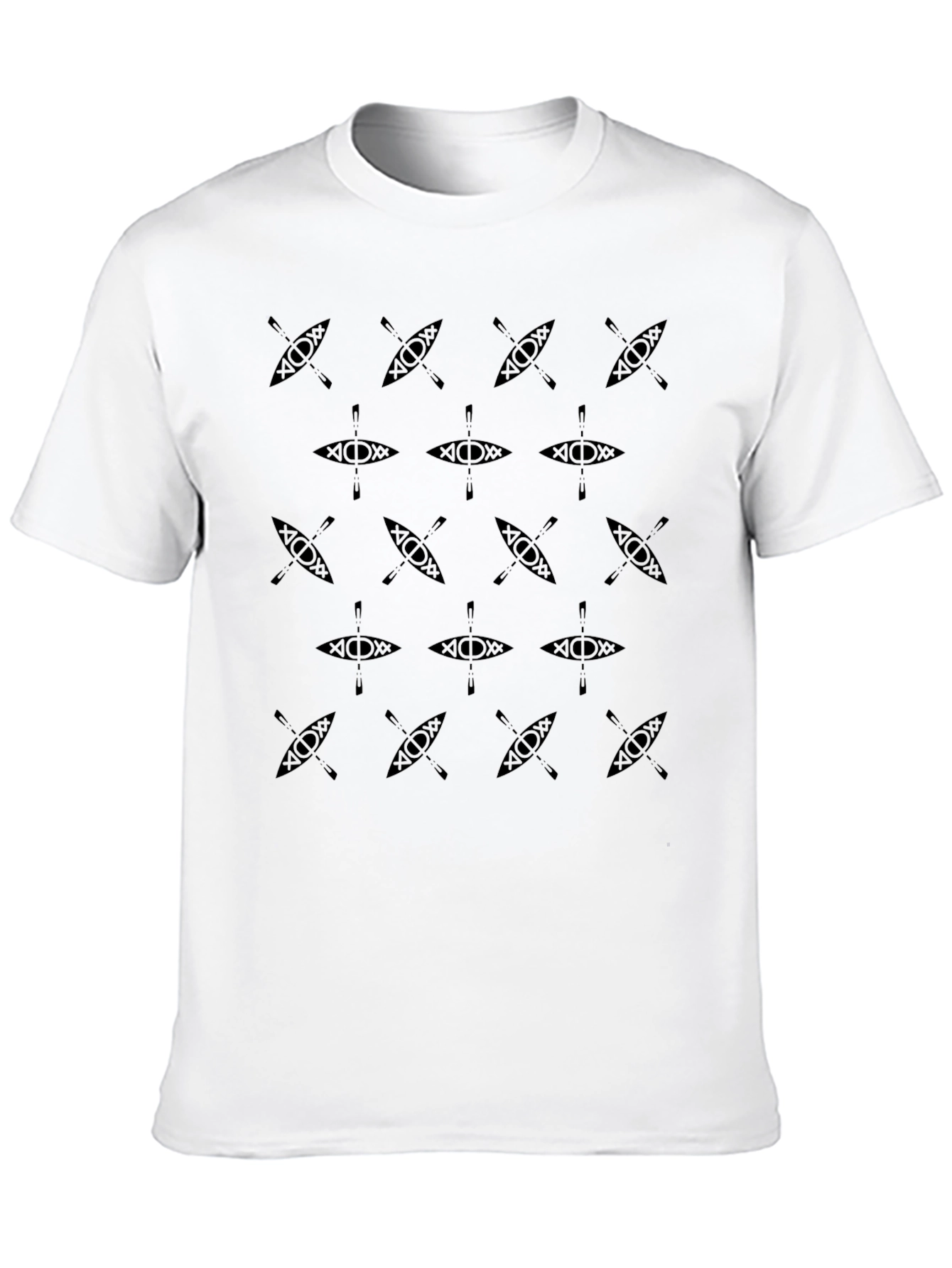 Kayak Pattern Black T-Shirt for Men