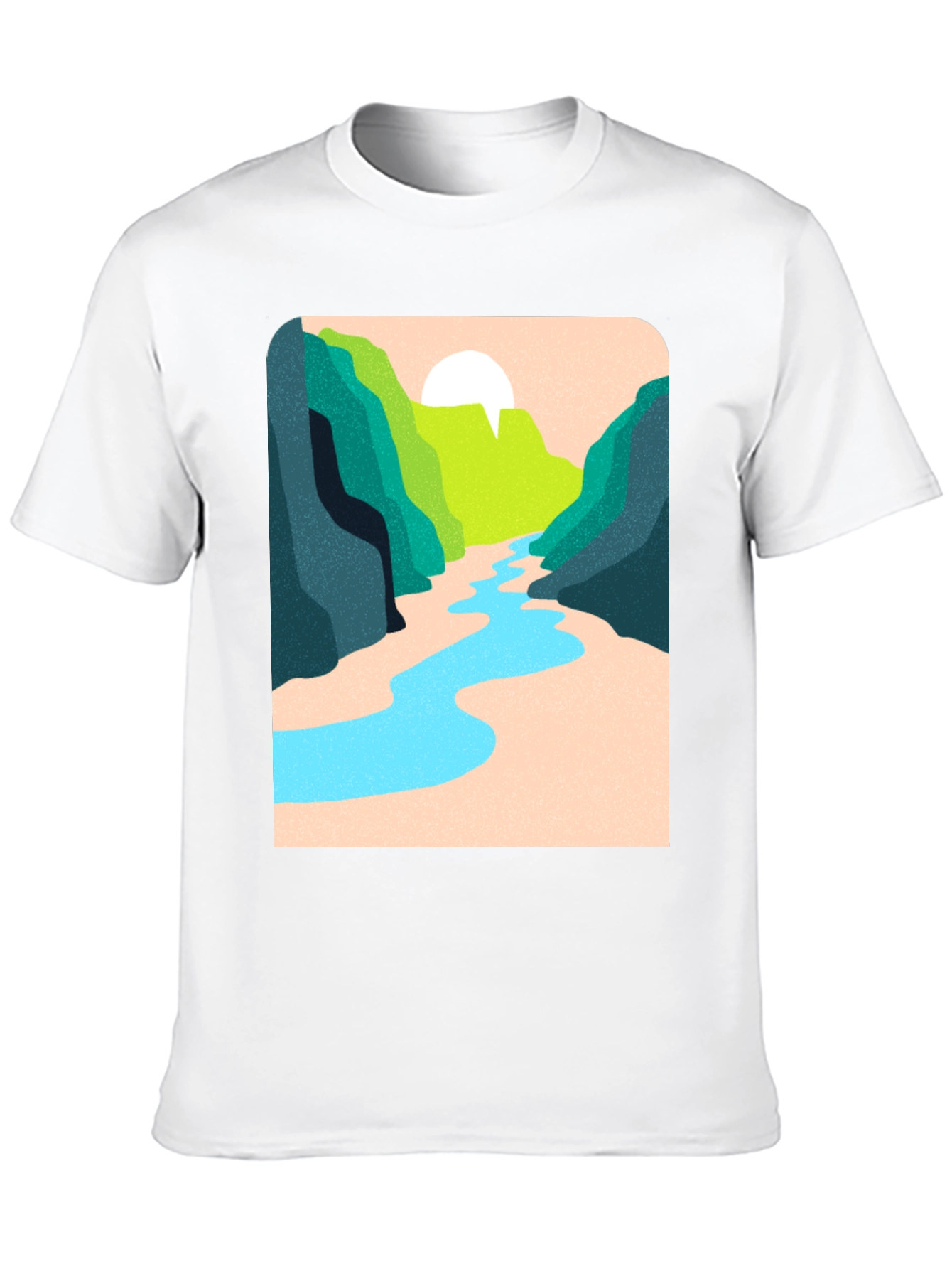Nature River Graphic Tee - Unisex Casual Black T-Shirt