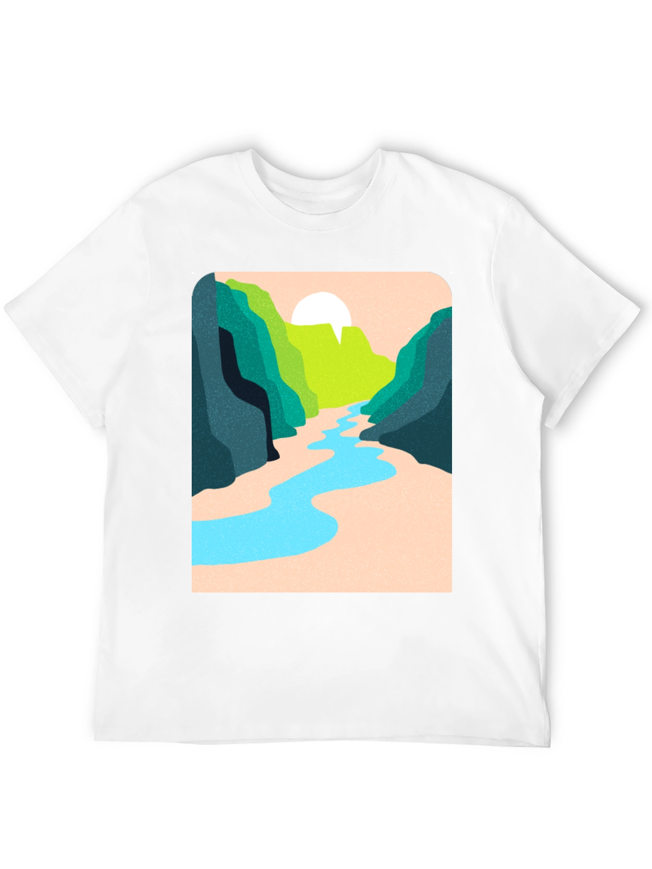 Nature River Graphic Tee - Unisex Casual Black T-Shirt