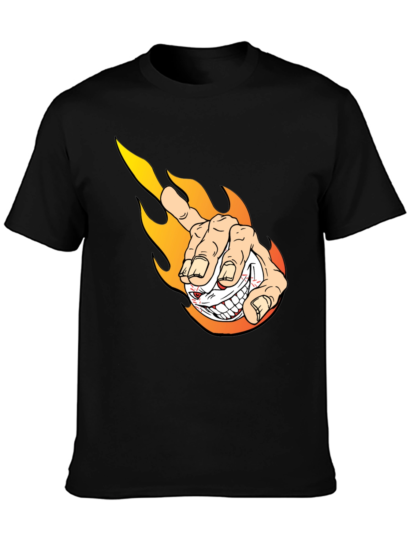 Fiery Finger Point Graphic Tee - Bold Black T-Shirt