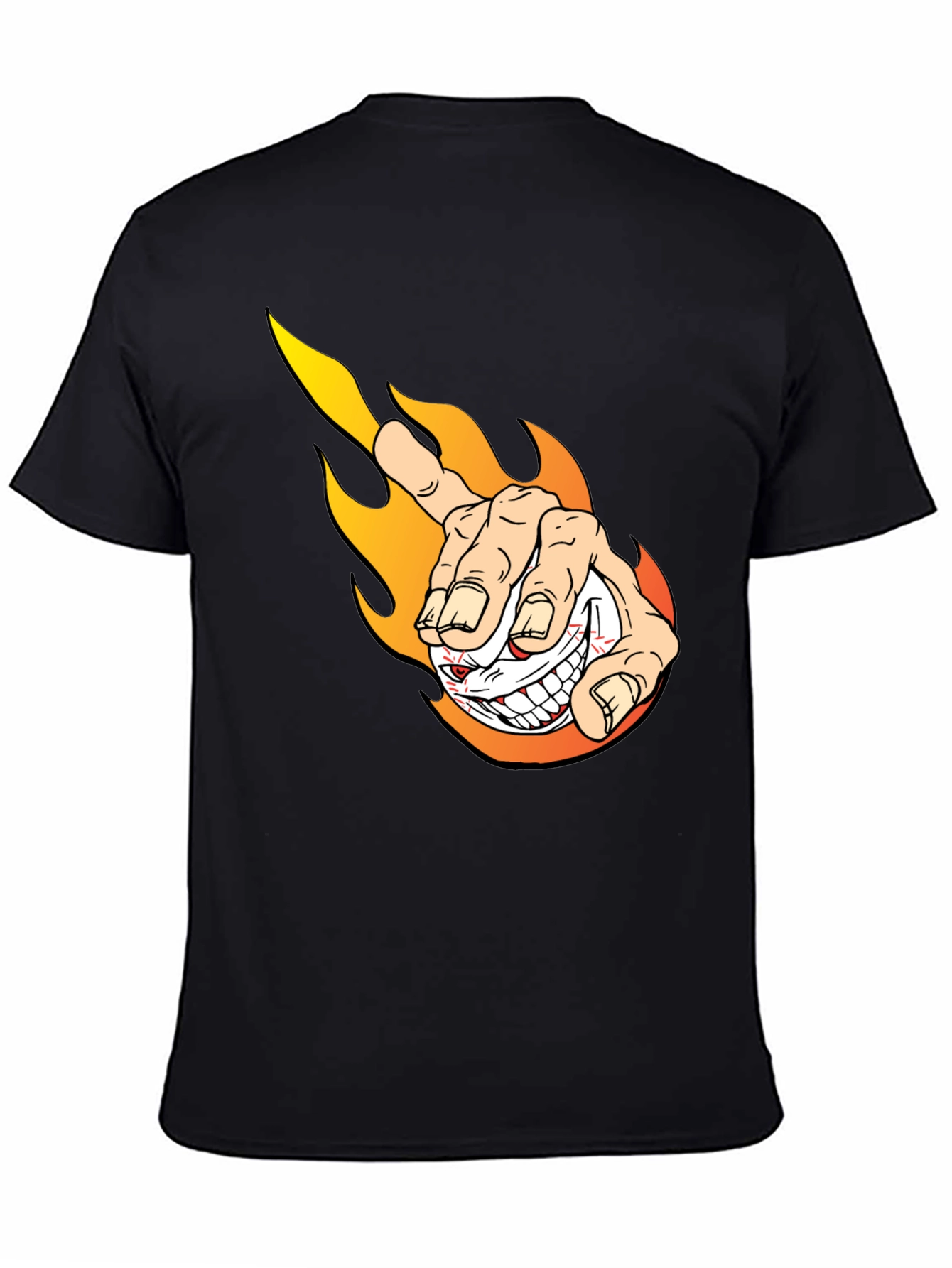 Fiery Finger Point Graphic Tee - Bold Black T-Shirt