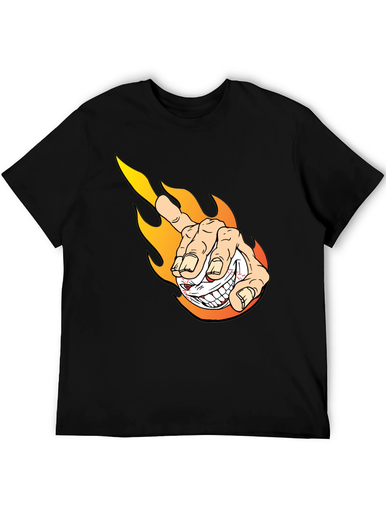 Fiery Finger Point Graphic Tee - Bold Black T-Shirt