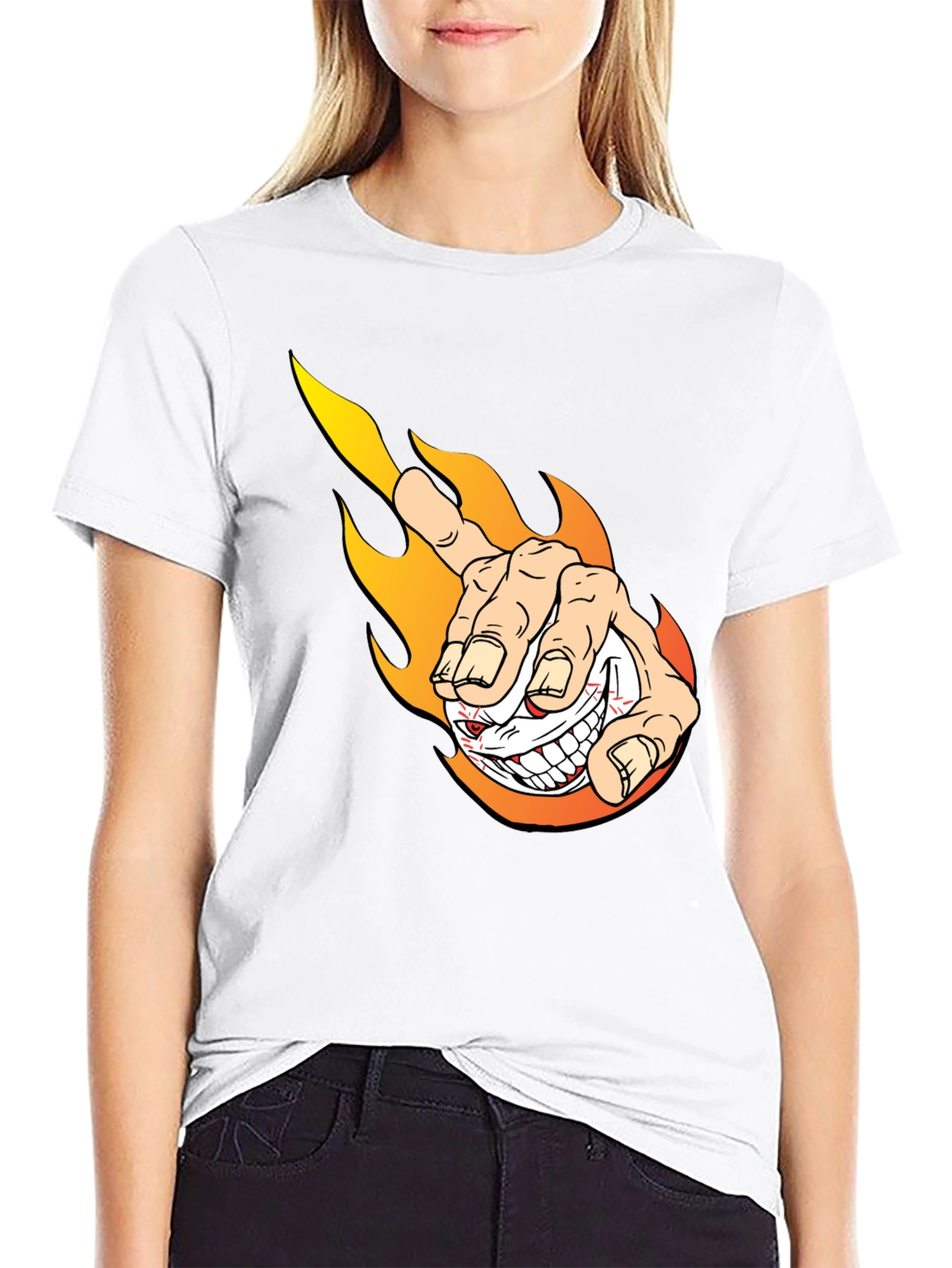 Fiery Finger Point Graphic Tee - Bold Black T-Shirt