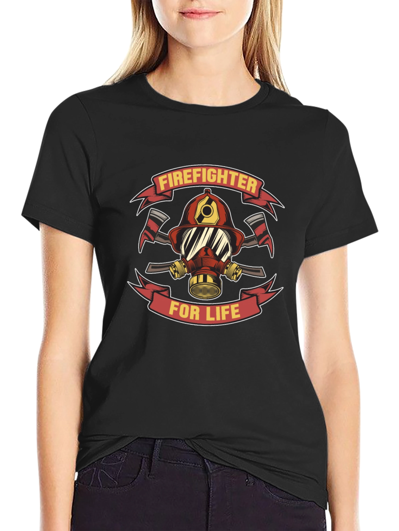 Firefighter For Life Black T-Shirt