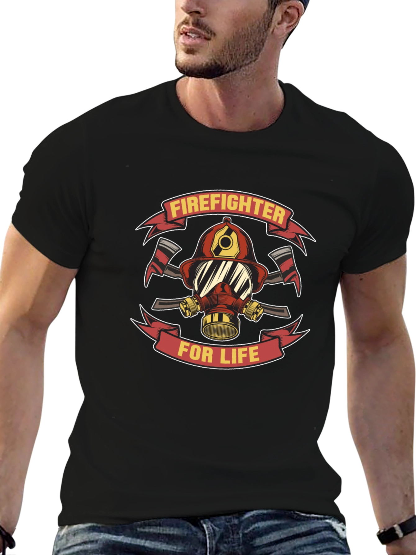 Firefighter For Life Black T-Shirt