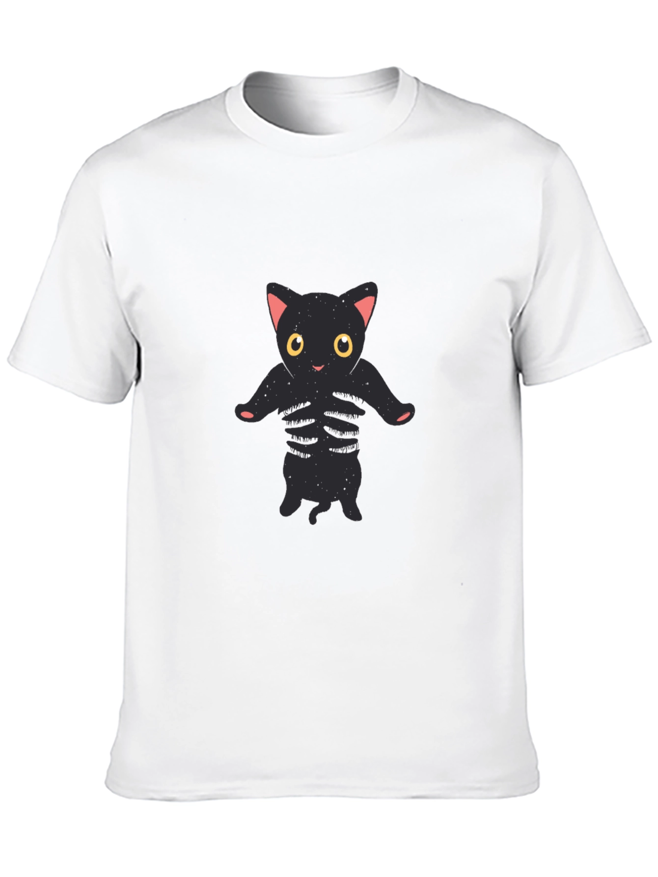 Cool Black Cat Skeleton Graphic Tee