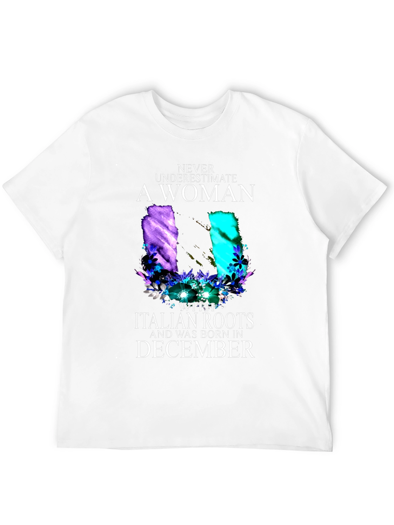 Italian Roots Womans December Birthday Black T-Shirt
