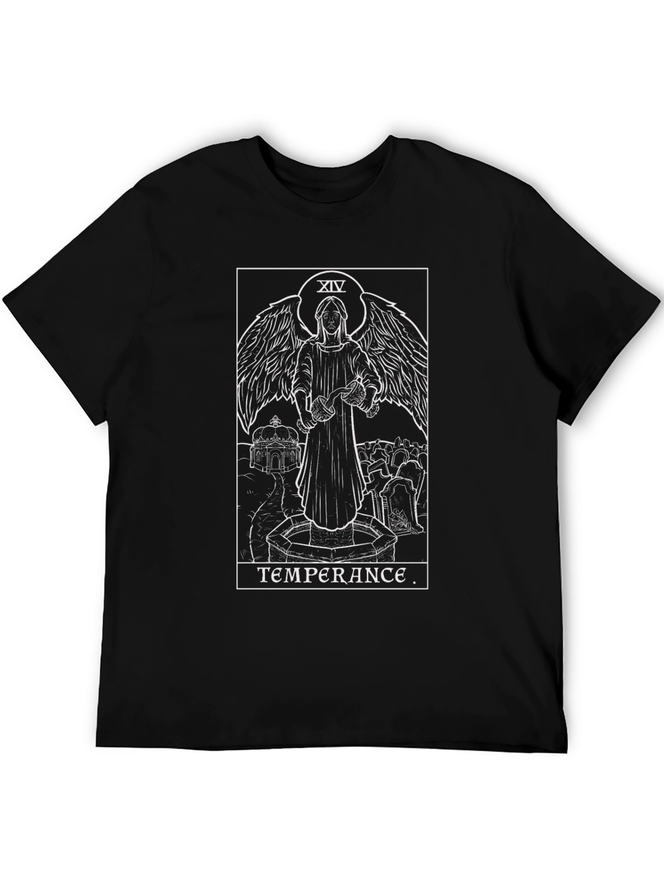 Temperance Tarot Card Graphic Tee - Unisex Black T-Shirt