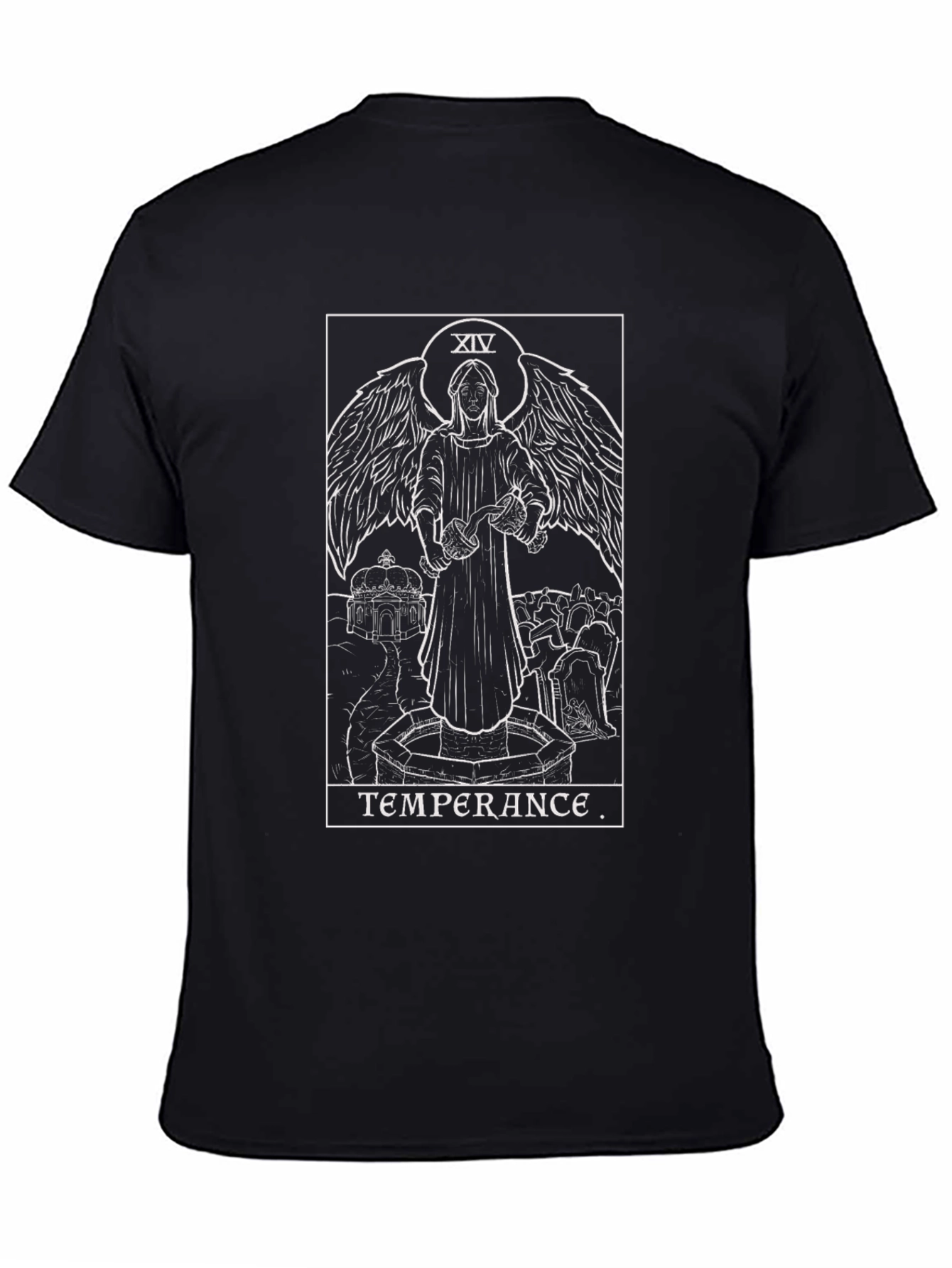 Temperance Tarot Card Graphic Tee - Unisex Black T-Shirt