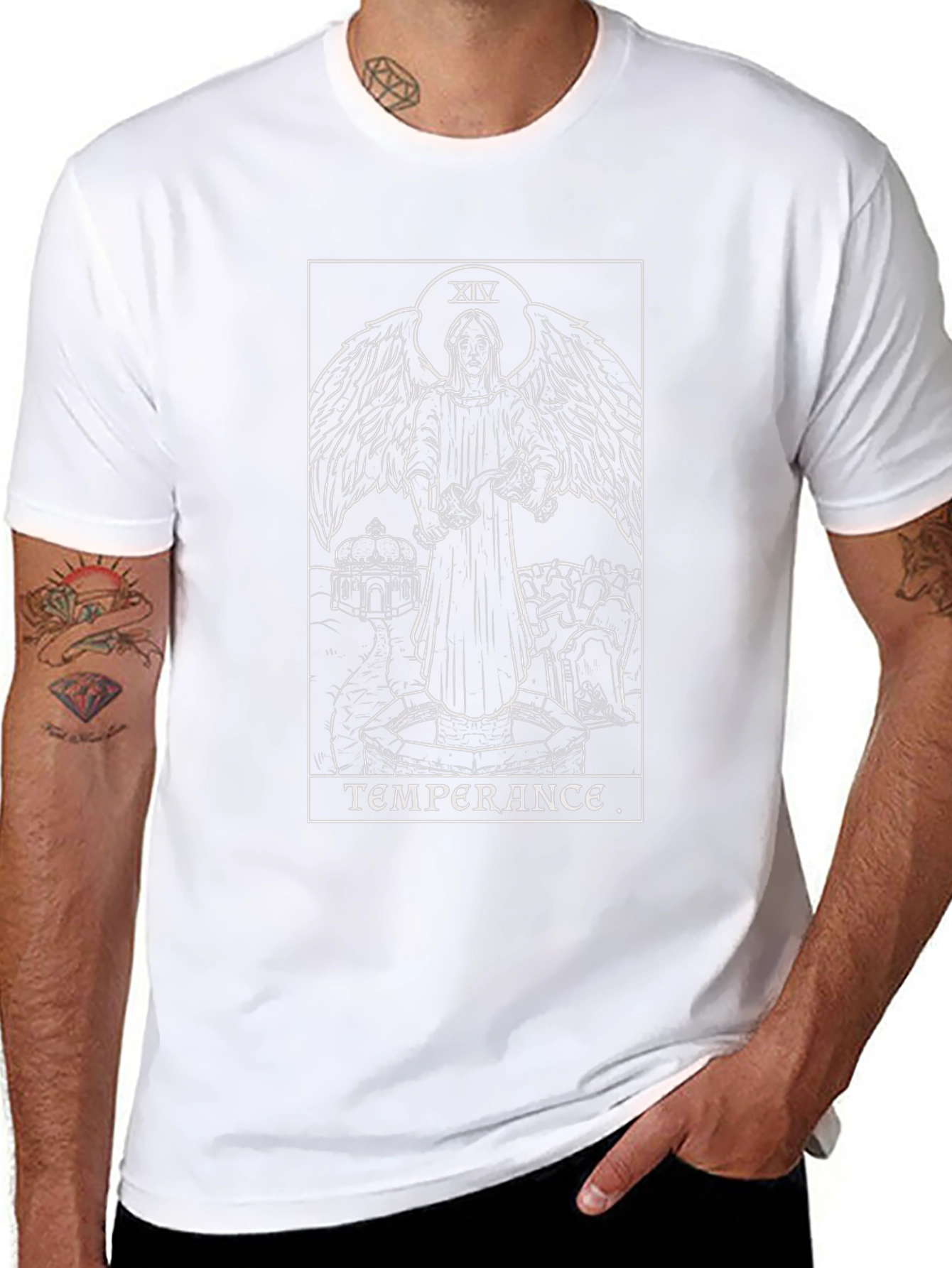 Temperance Tarot Card Graphic Tee - Unisex Black T-Shirt