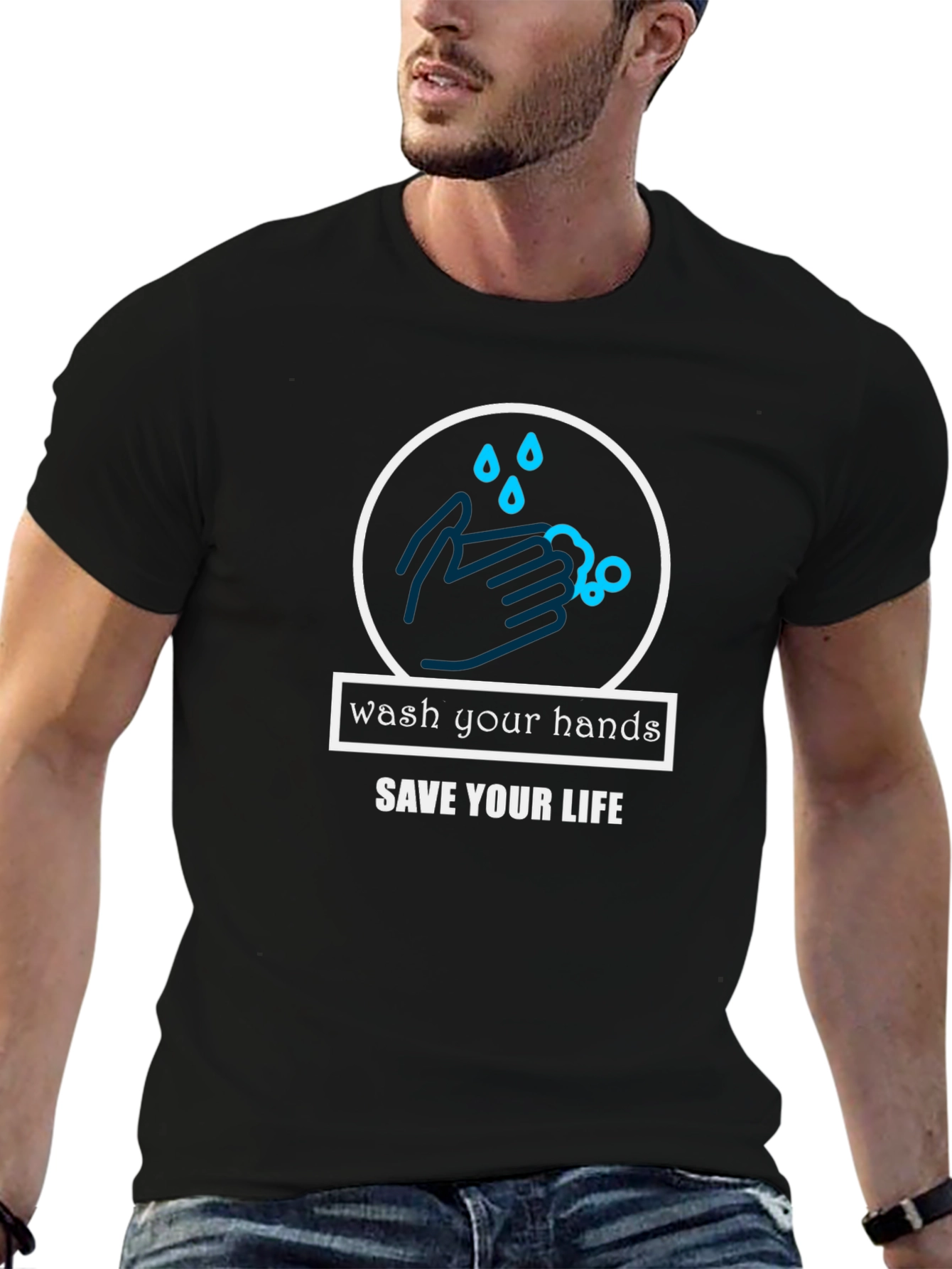 Wash Your Hands Save Your Life Black T-Shirt