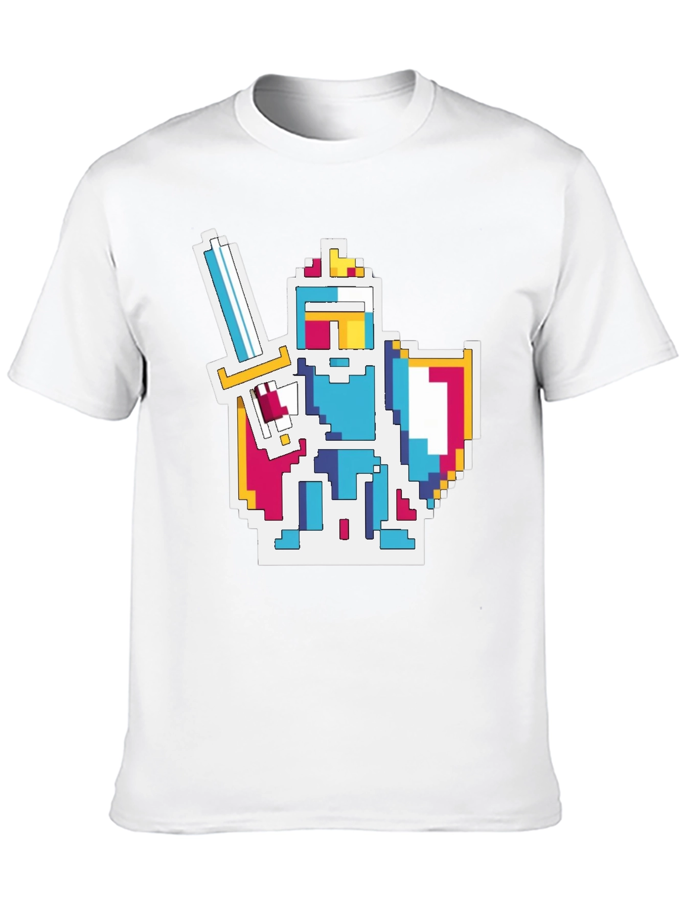 Pixel Knight Graphic Tee - Black Cotton Blend T-Shirt