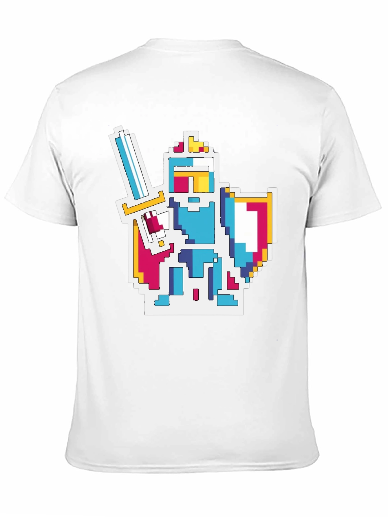 Pixel Knight Graphic Tee - Black Cotton Blend T-Shirt