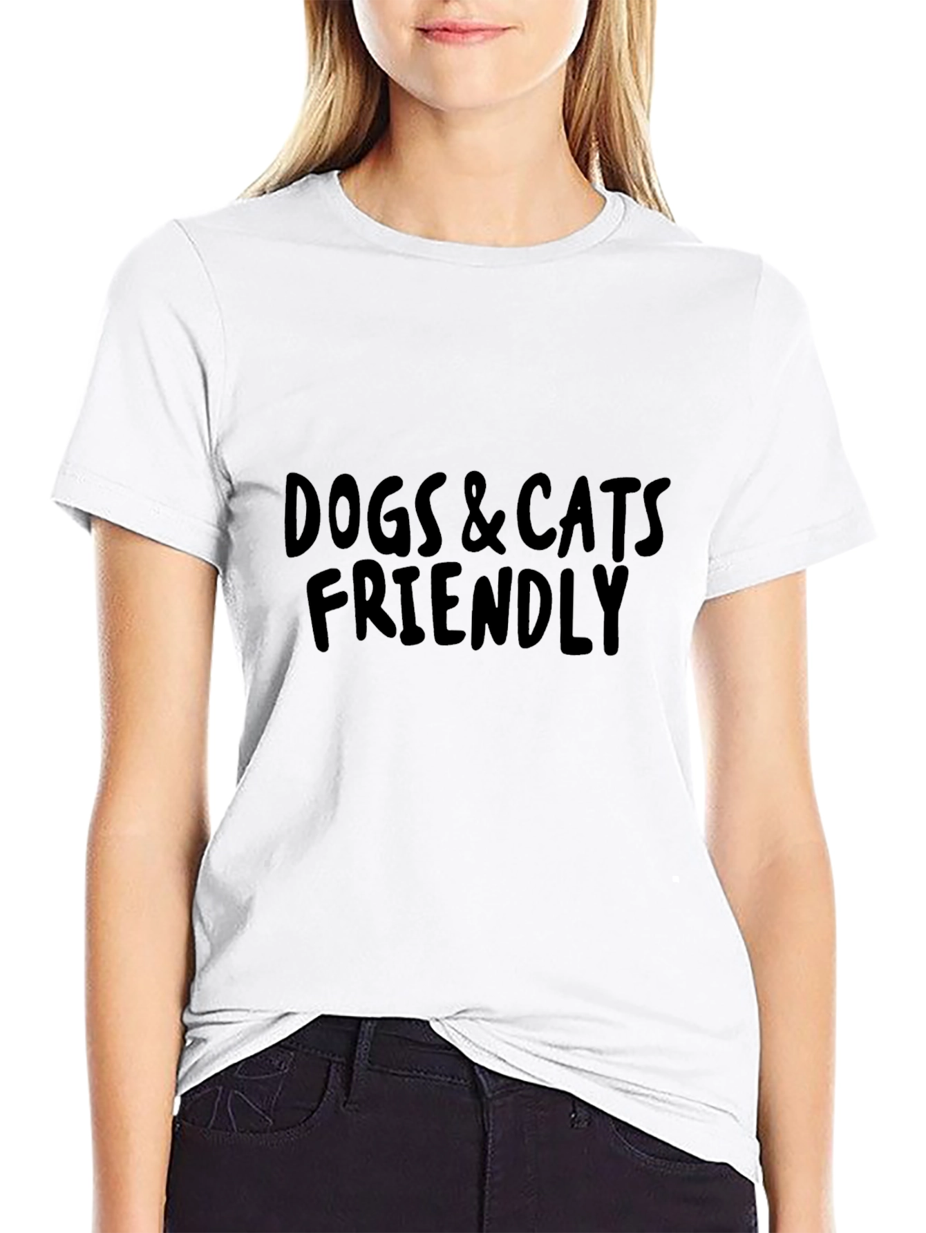 Dogs & Cats Friendly Black Graphic Tee