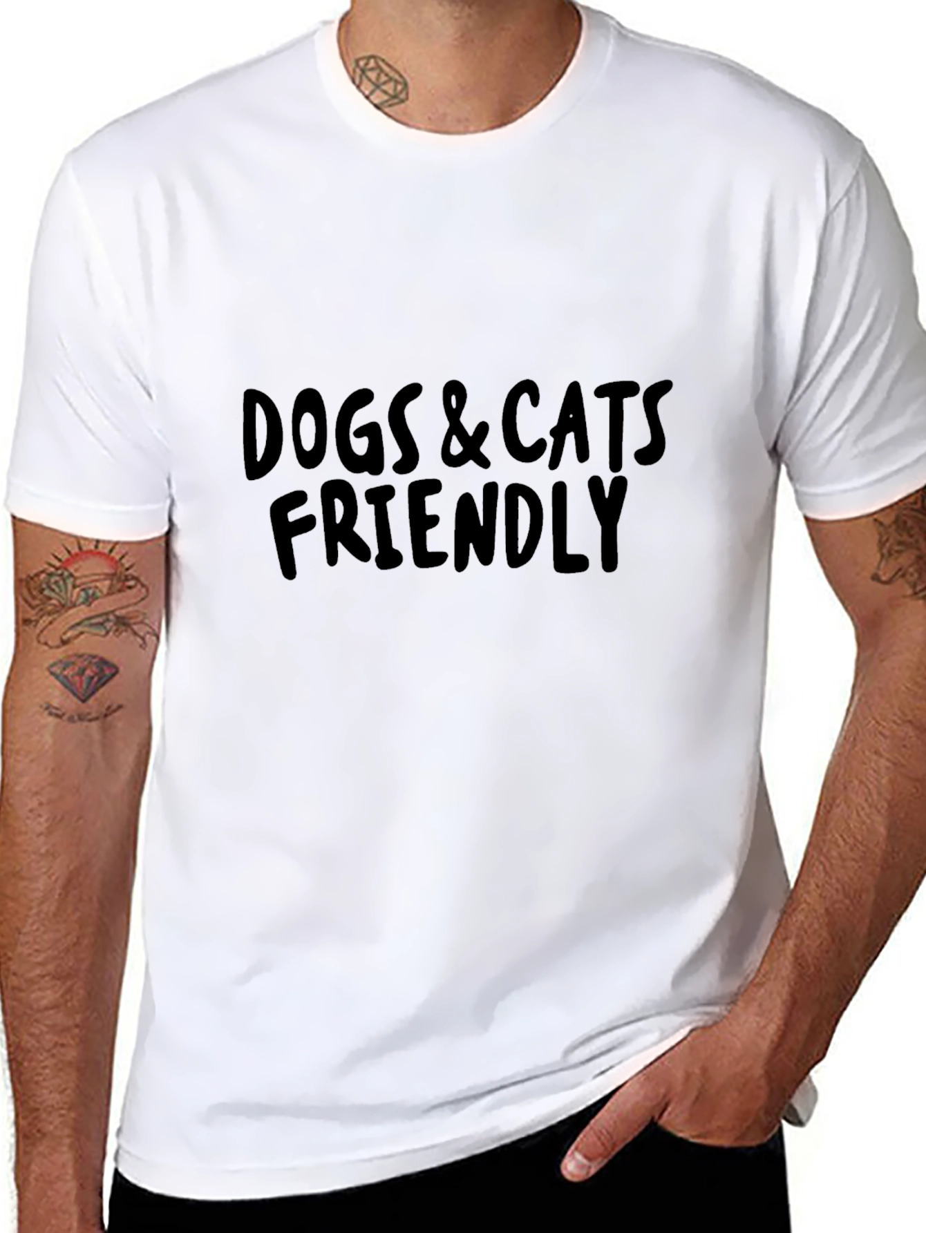 Dogs & Cats Friendly Black Graphic Tee