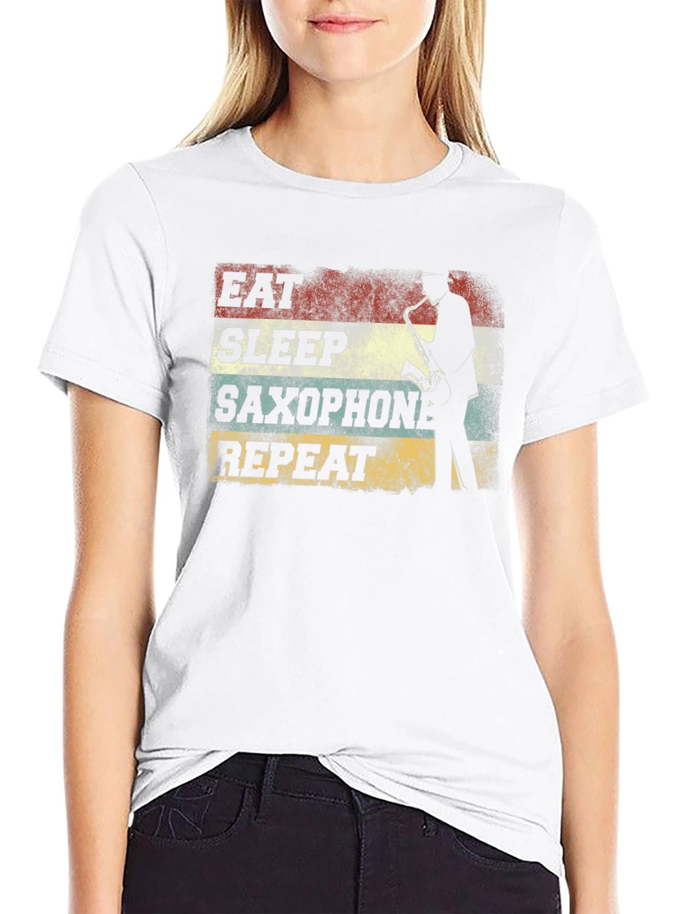 Eat Sleep Saxophone Repeat Black T-Shirt