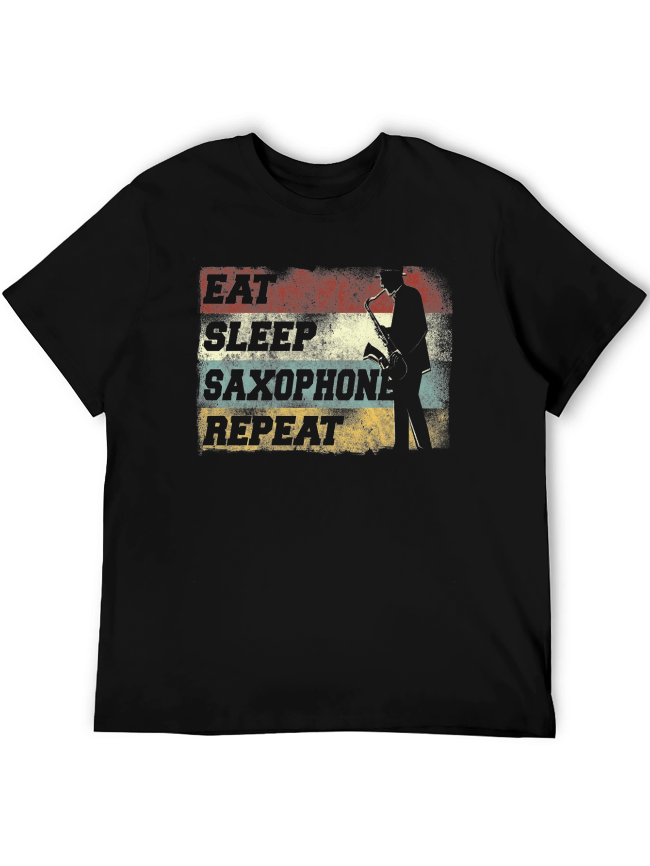 Eat Sleep Saxophone Repeat Black T-Shirt