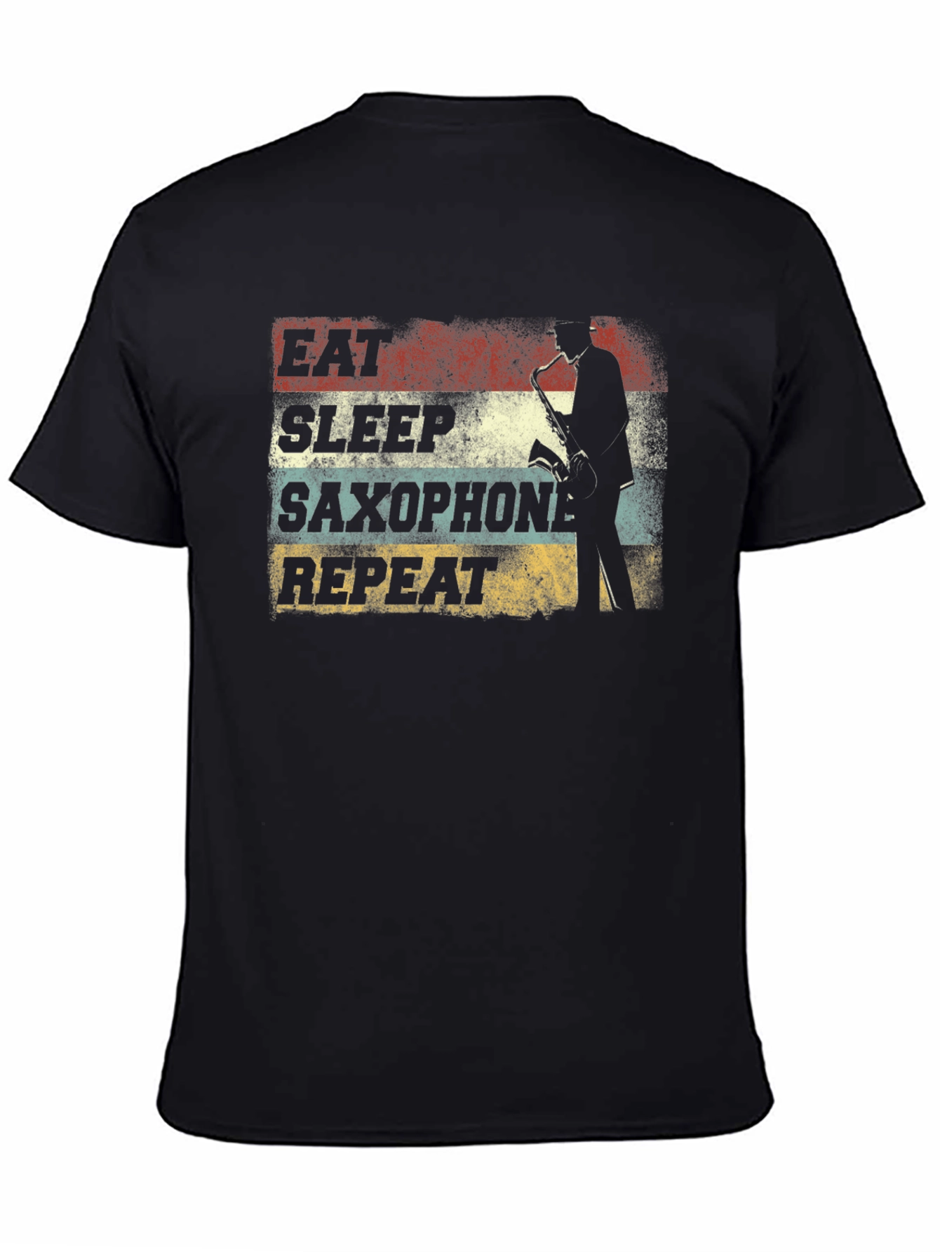 Eat Sleep Saxophone Repeat Black T-Shirt
