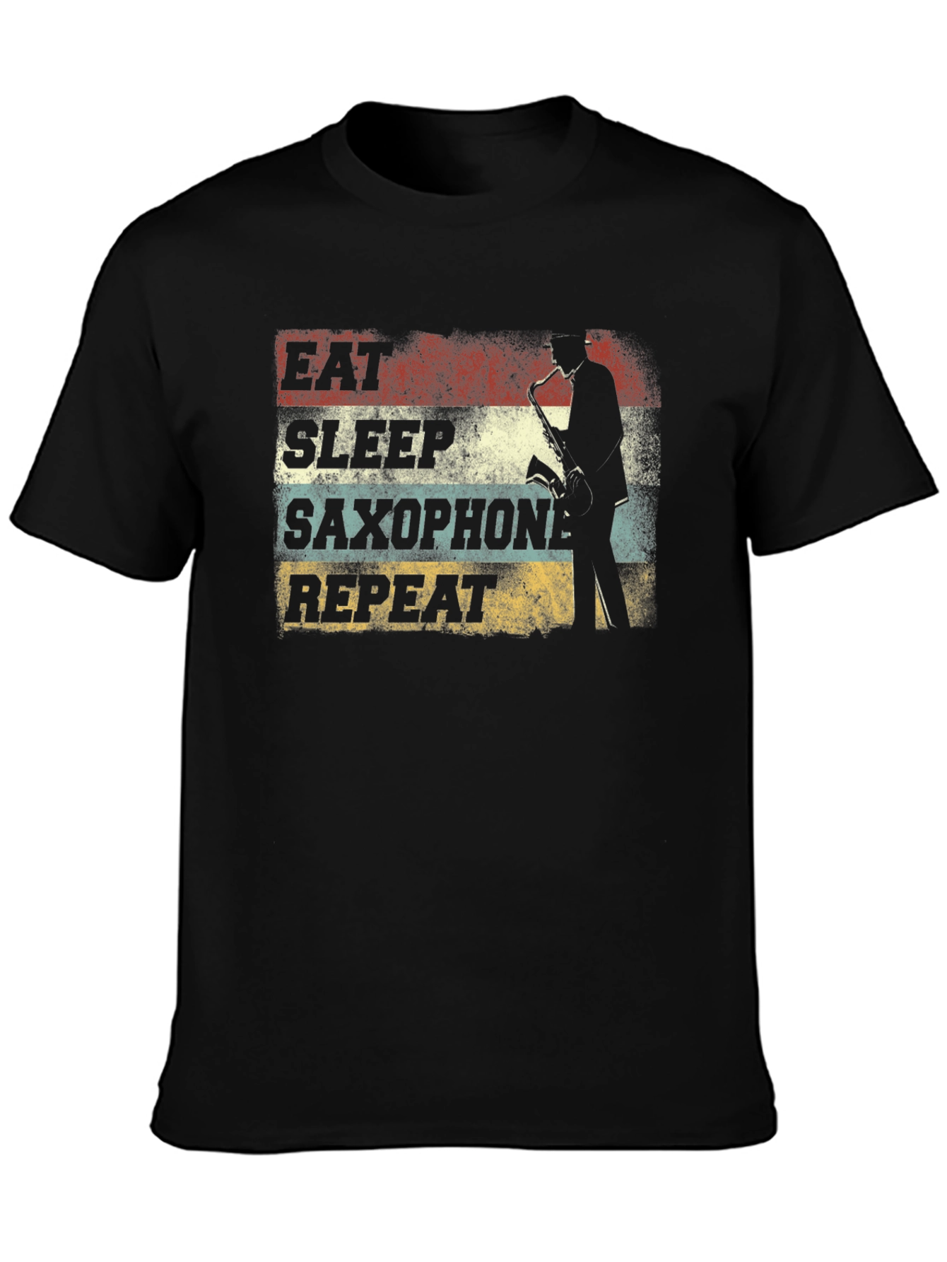 Eat Sleep Saxophone Repeat Black T-Shirt