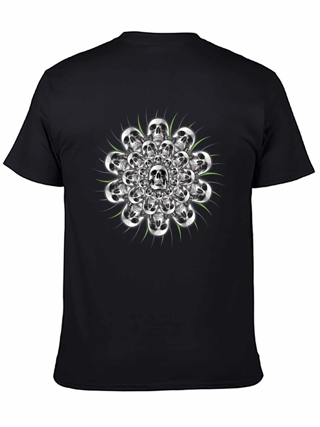 Skull Mandala Graphic Tee - Black Cotton