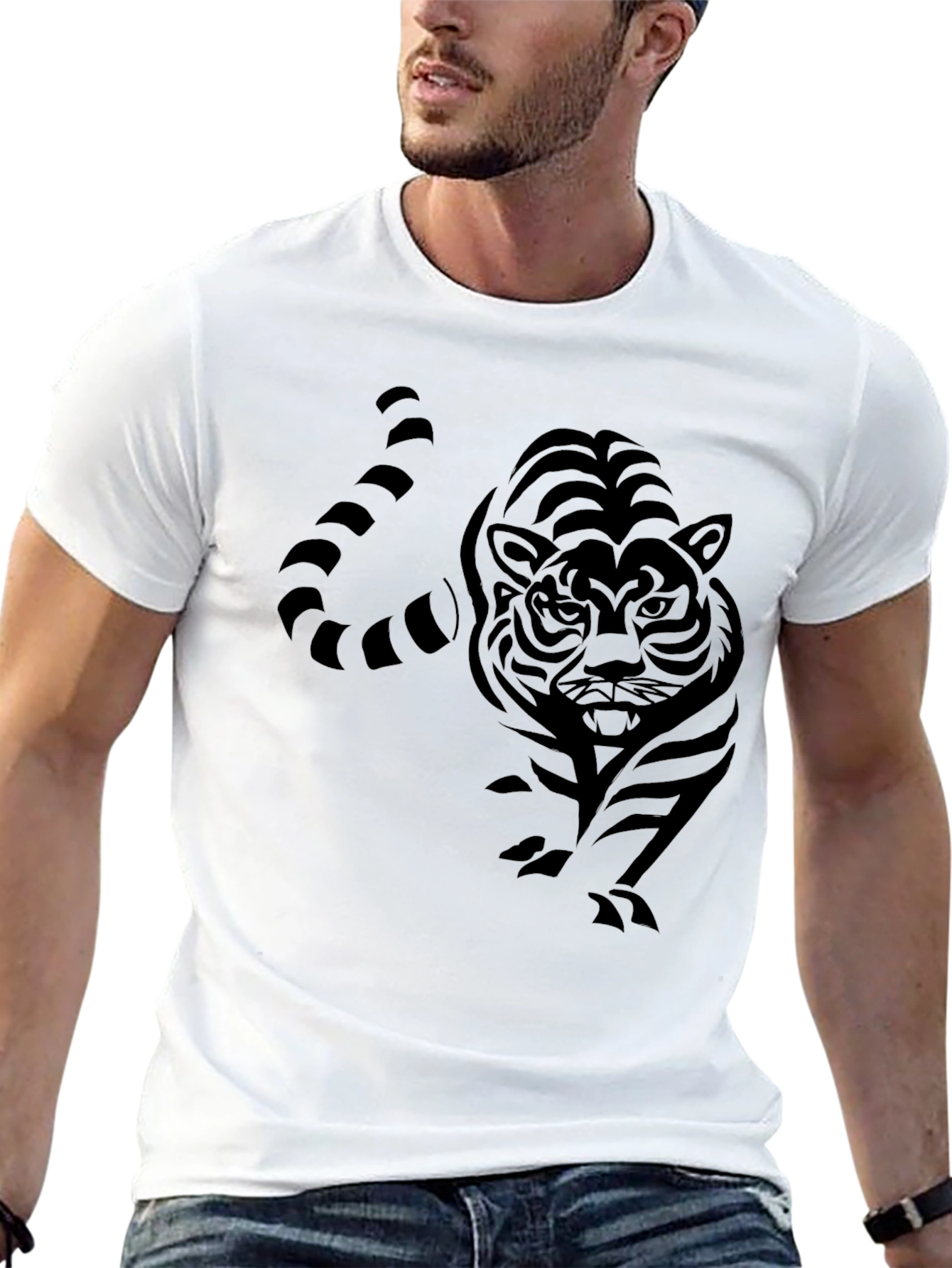 Black Tiger Graphic Tee - Striking Animal Design