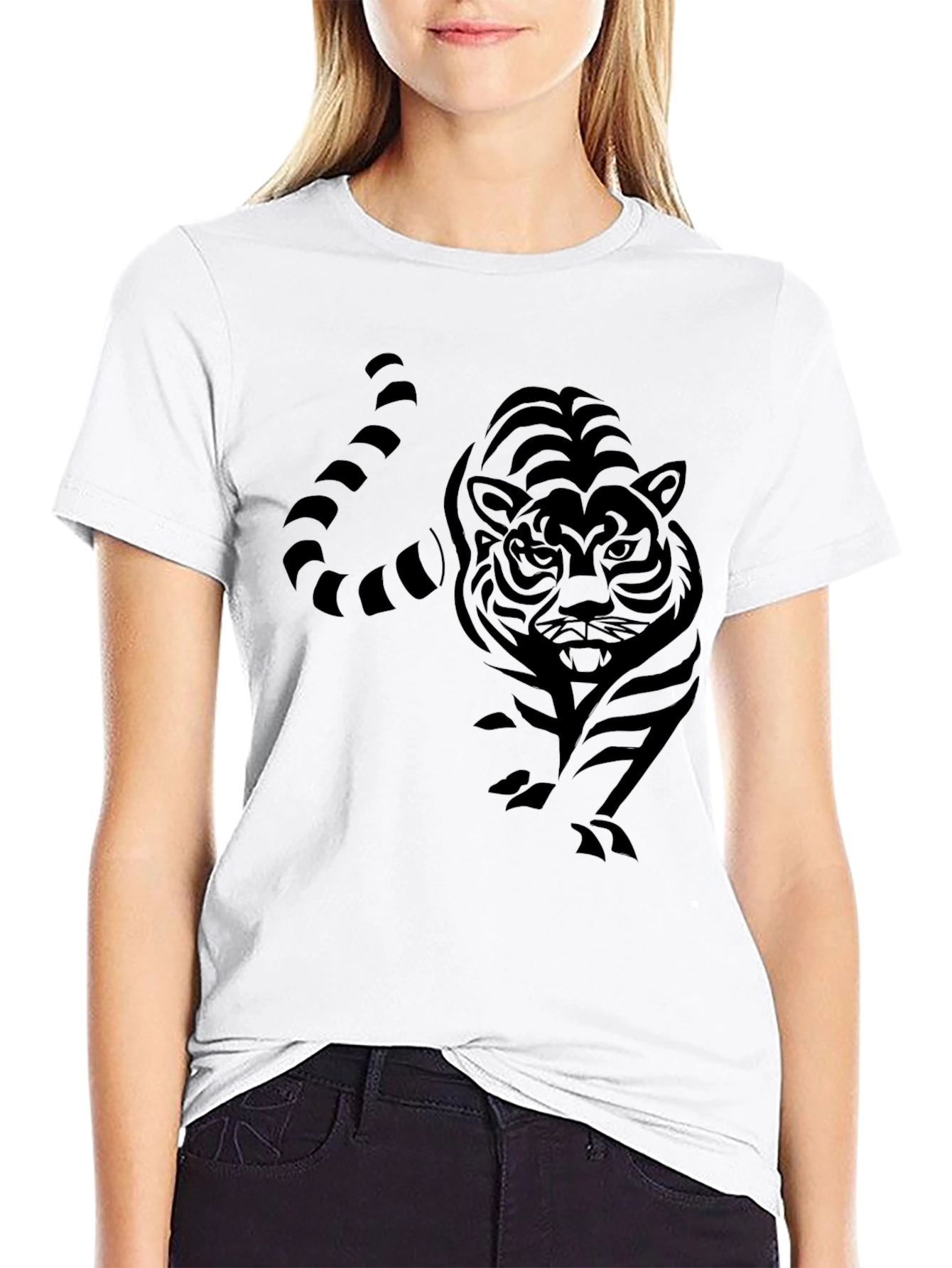 Black Tiger Graphic Tee - Striking Animal Design