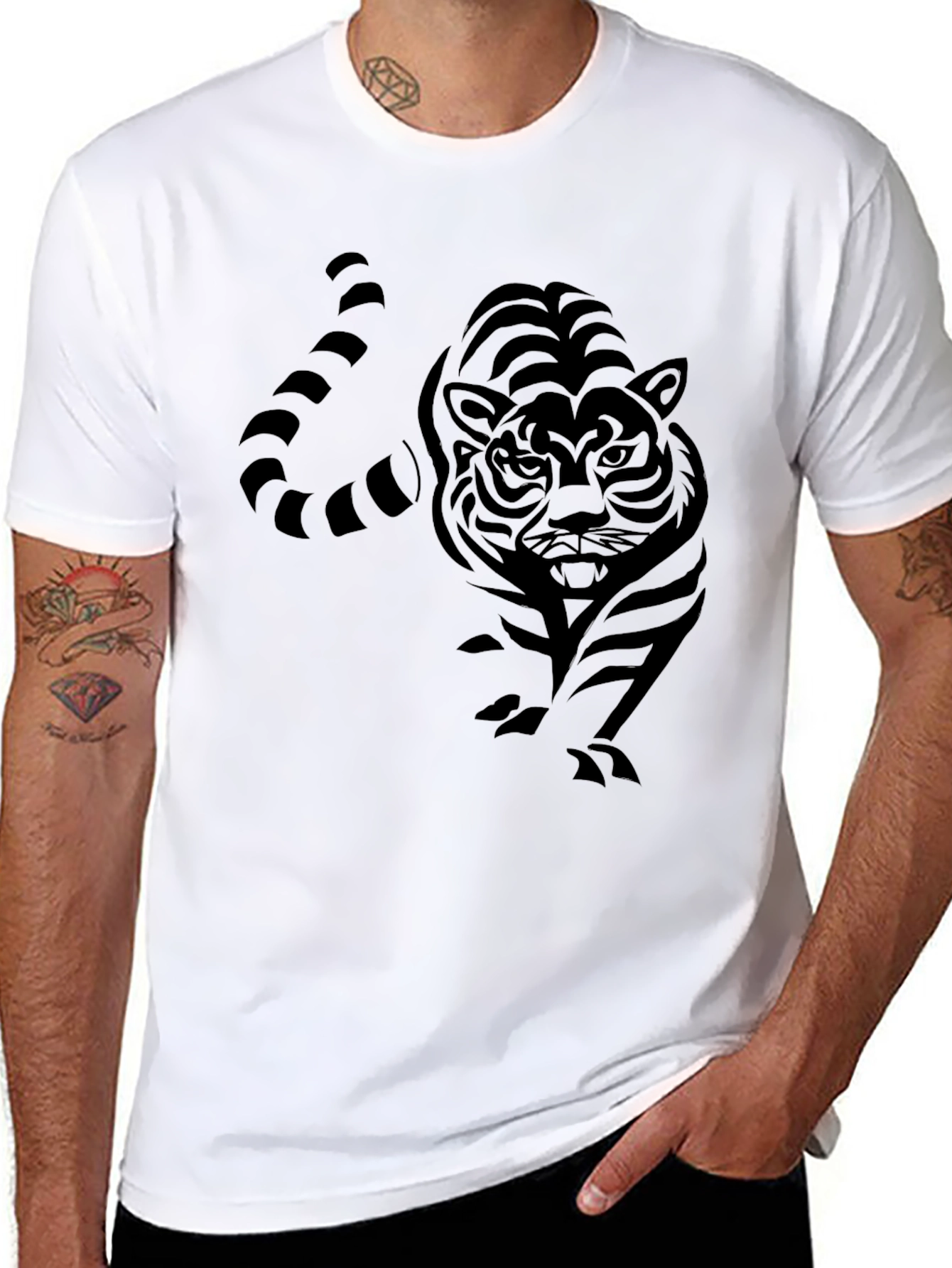 Black Tiger Graphic Tee - Striking Animal Design