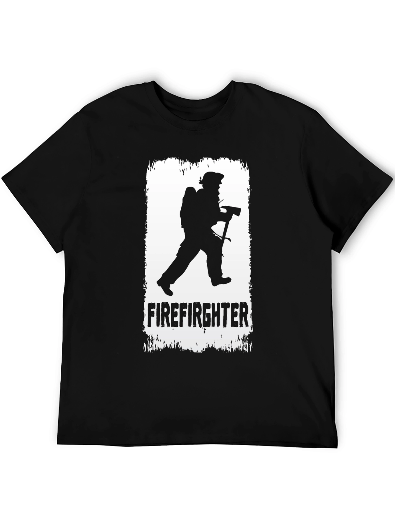 Firefighter Silhouette T-Shirt - Black Cotton Tee