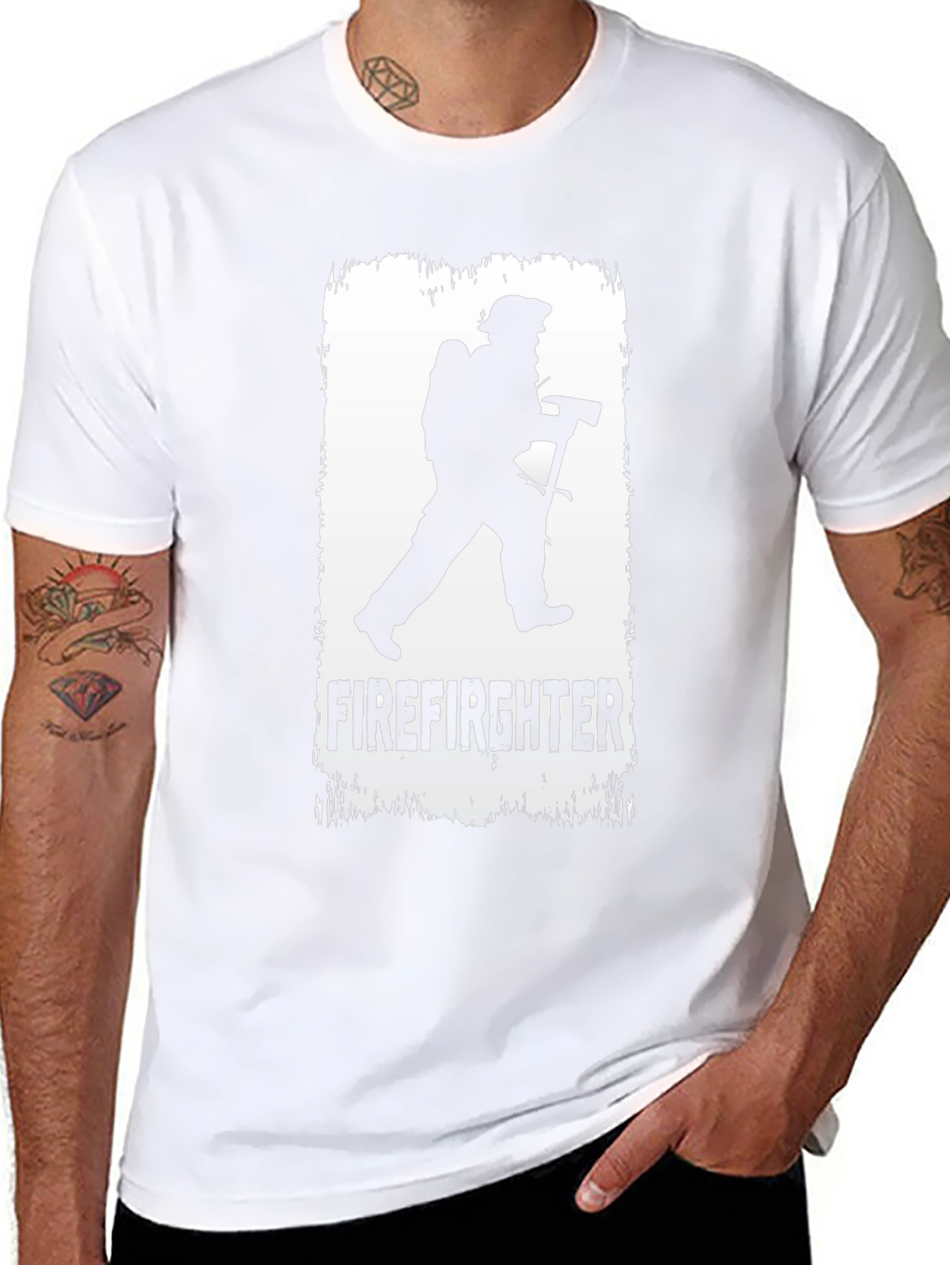 Firefighter Silhouette T-Shirt - Black Cotton Tee
