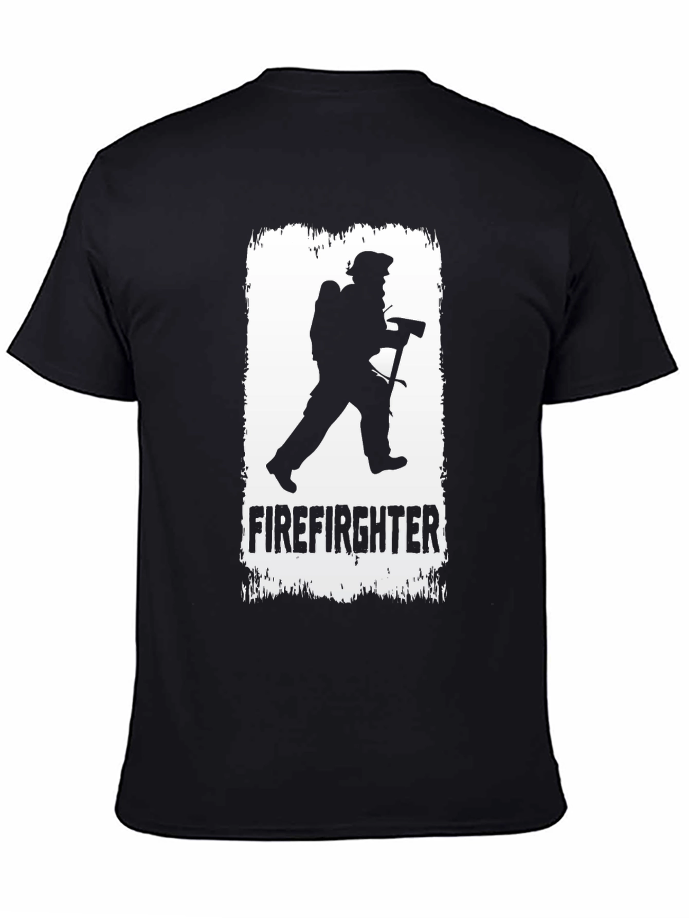 Firefighter Silhouette T-Shirt - Black Cotton Tee