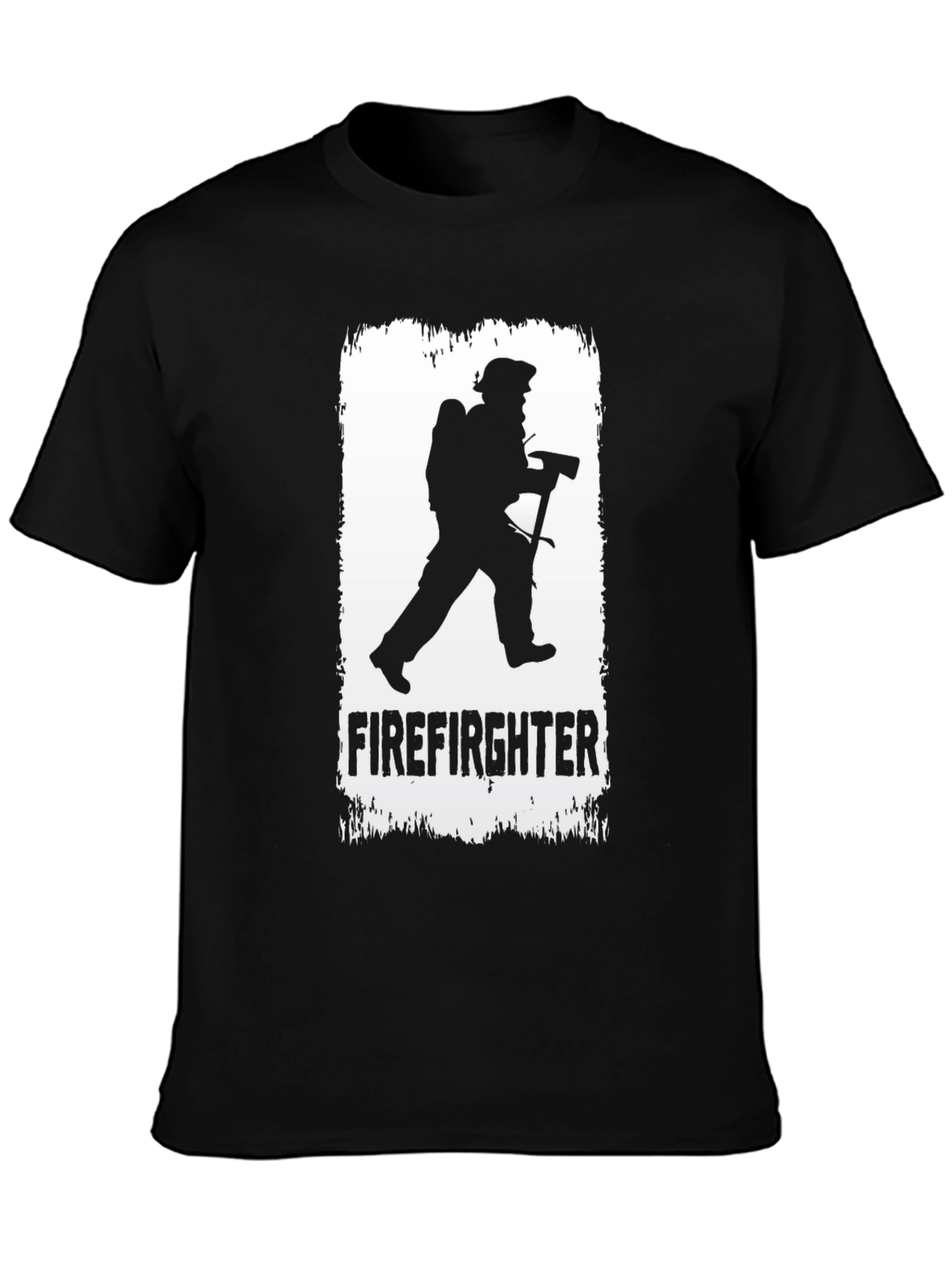 Firefighter Silhouette T-Shirt - Black Cotton Tee
