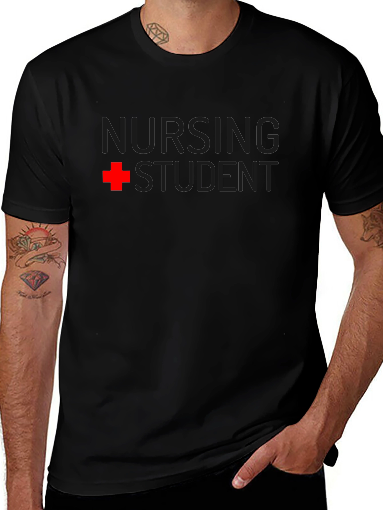 Nursing Student T-Shirt - Black Crew Neck Tee