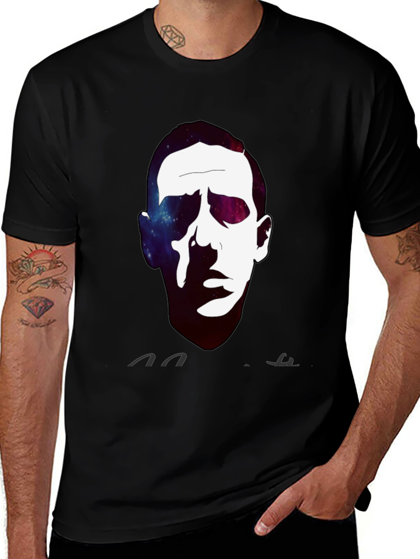 Galaxy Face Print Crew Neck T-Shirt