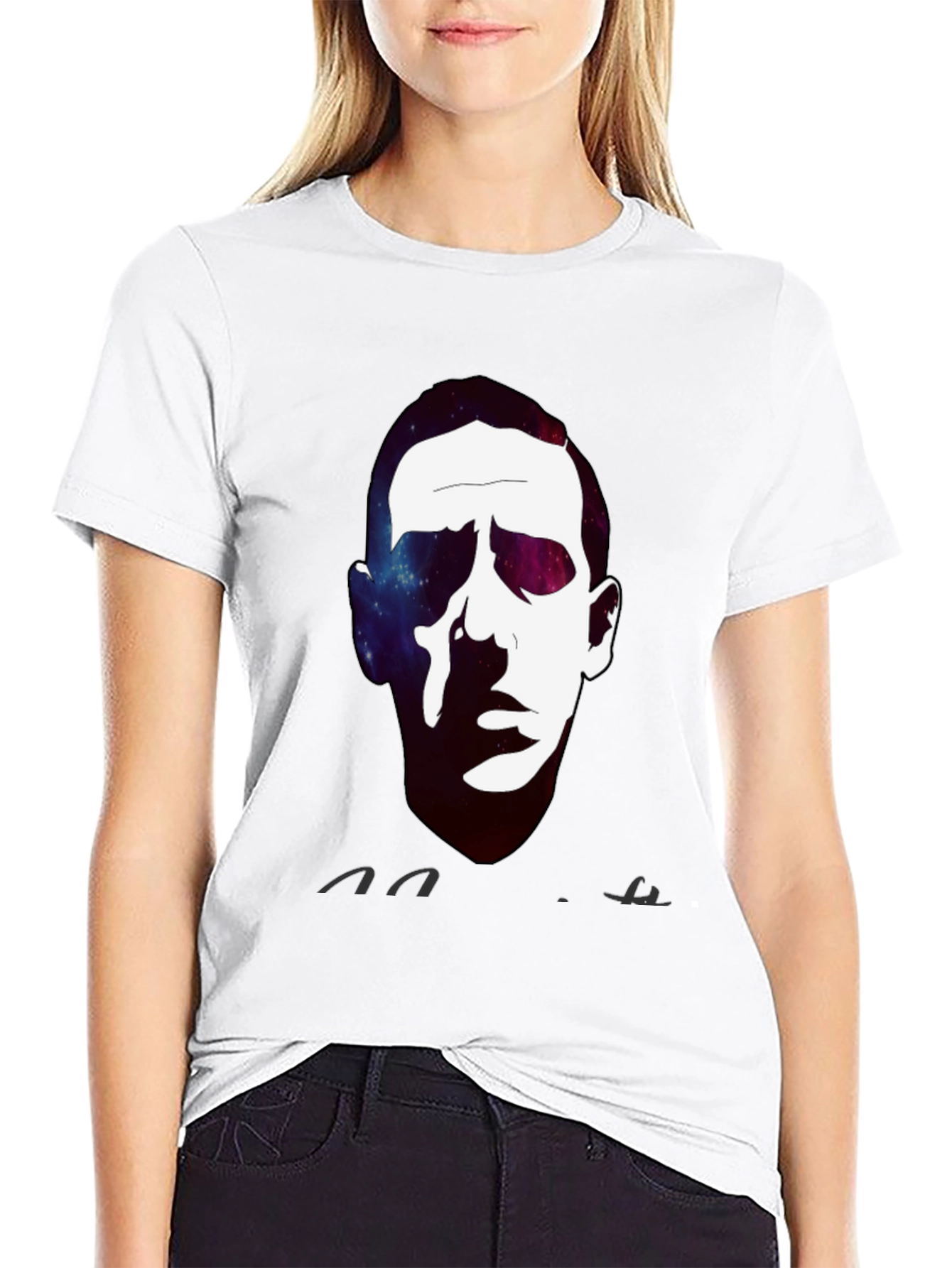 Galaxy Face Print Crew Neck T-Shirt