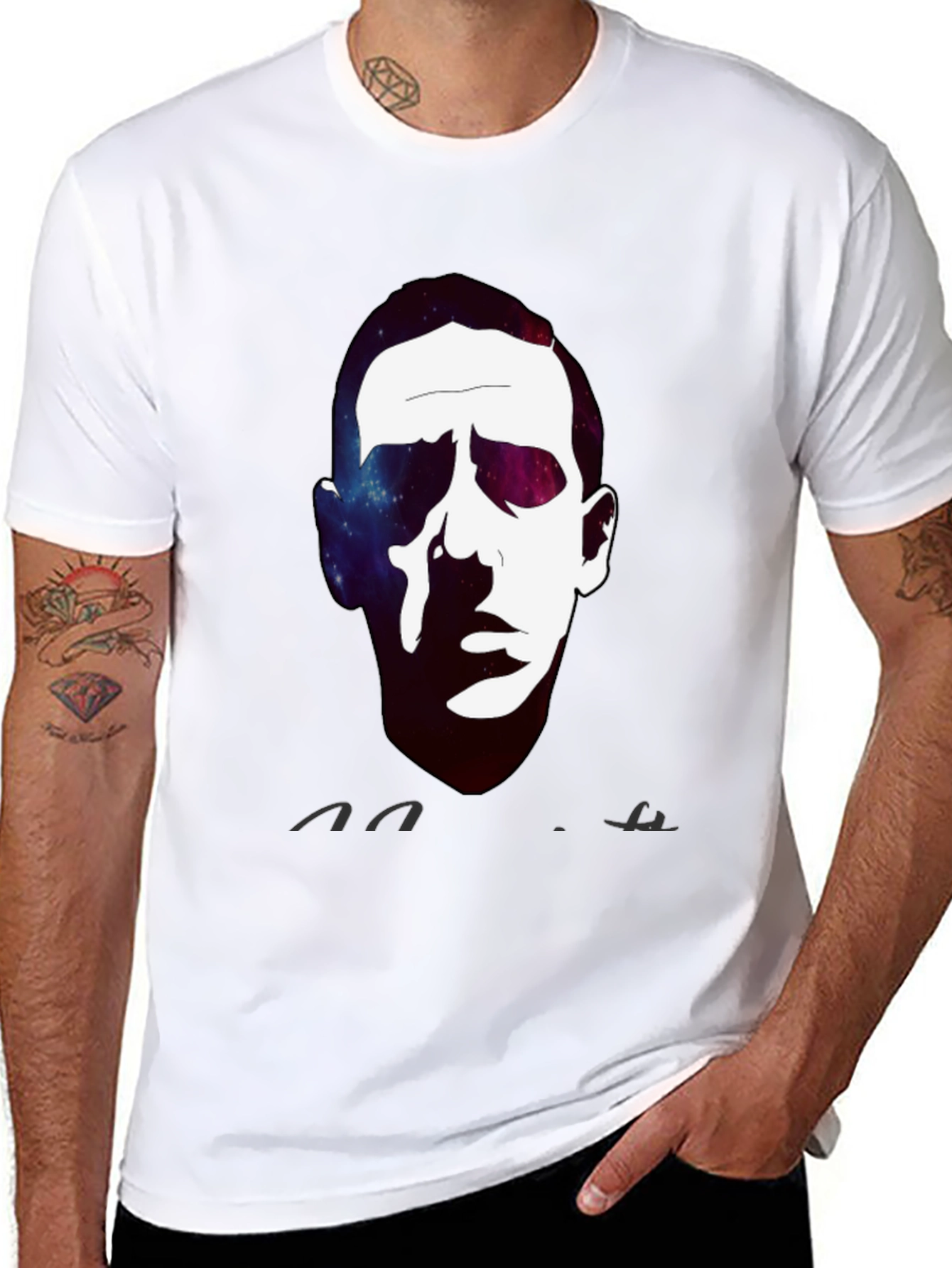 Galaxy Face Print Crew Neck T-Shirt
