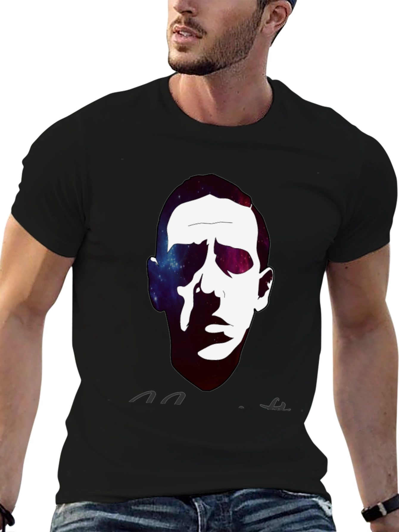 Galaxy Face Print Crew Neck T-Shirt