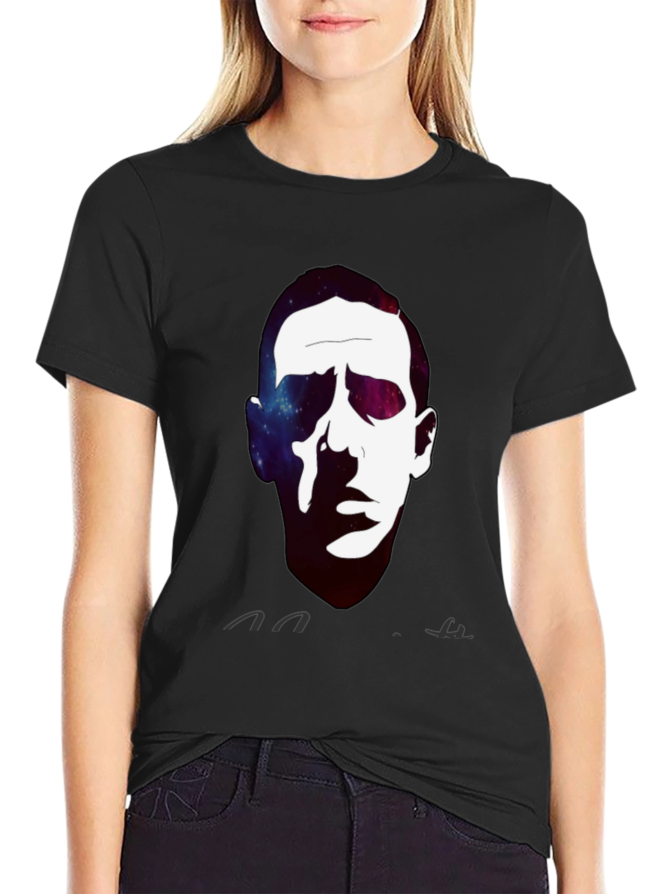 Galaxy Face Print Crew Neck T-Shirt