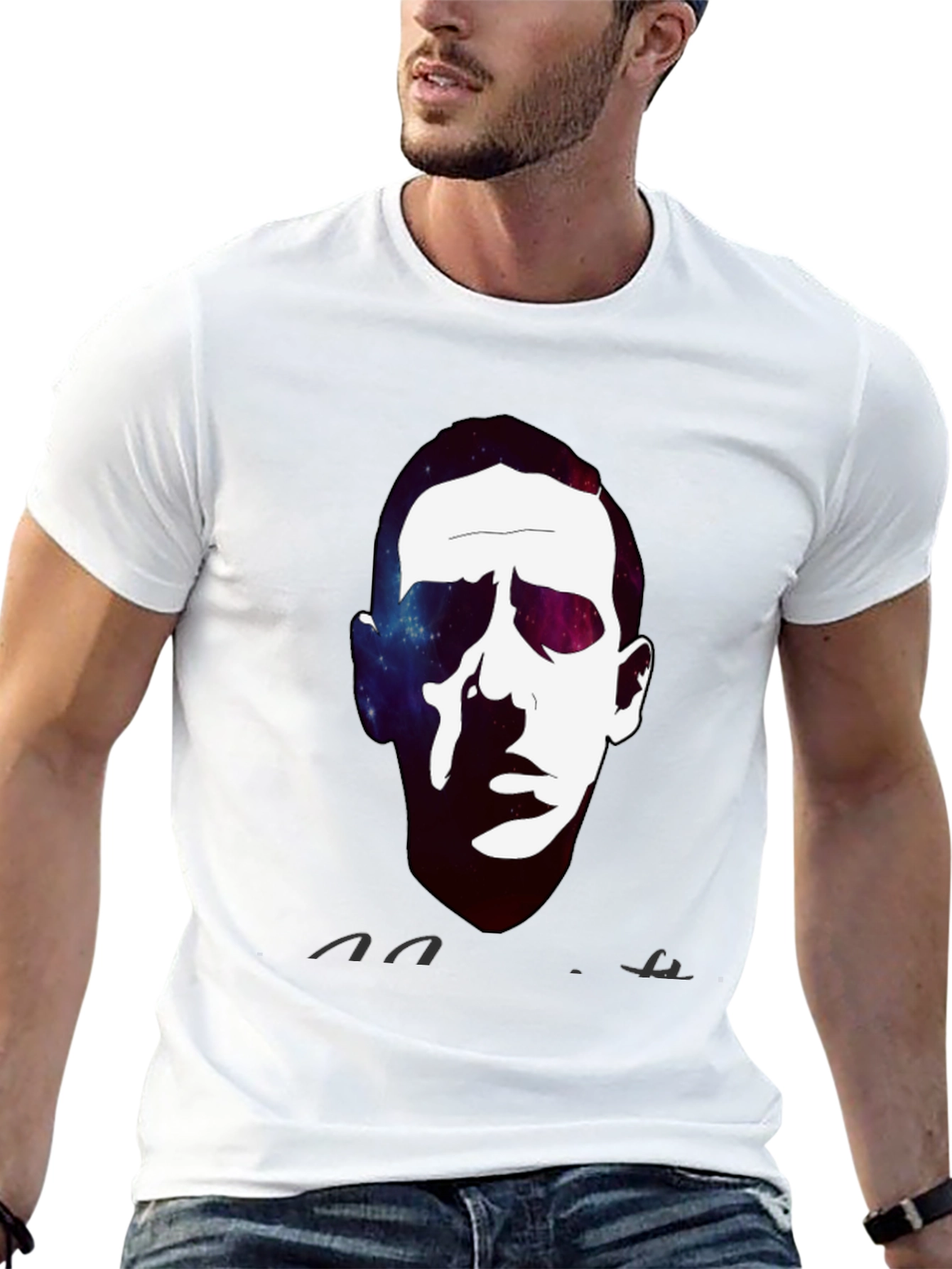 Galaxy Face Print Crew Neck T-Shirt