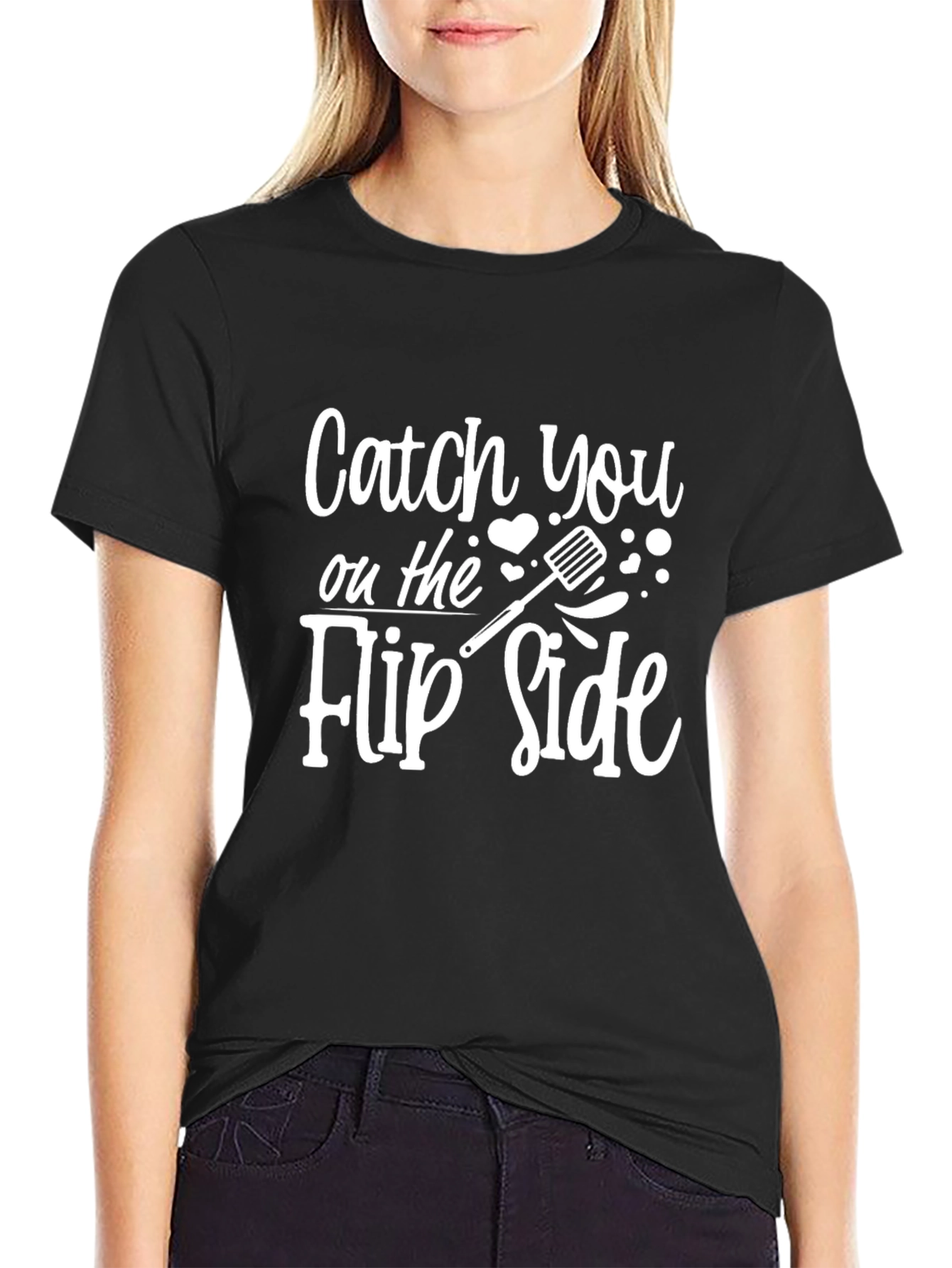 Catch You on the Flip Side Black Graphic T-Shirt