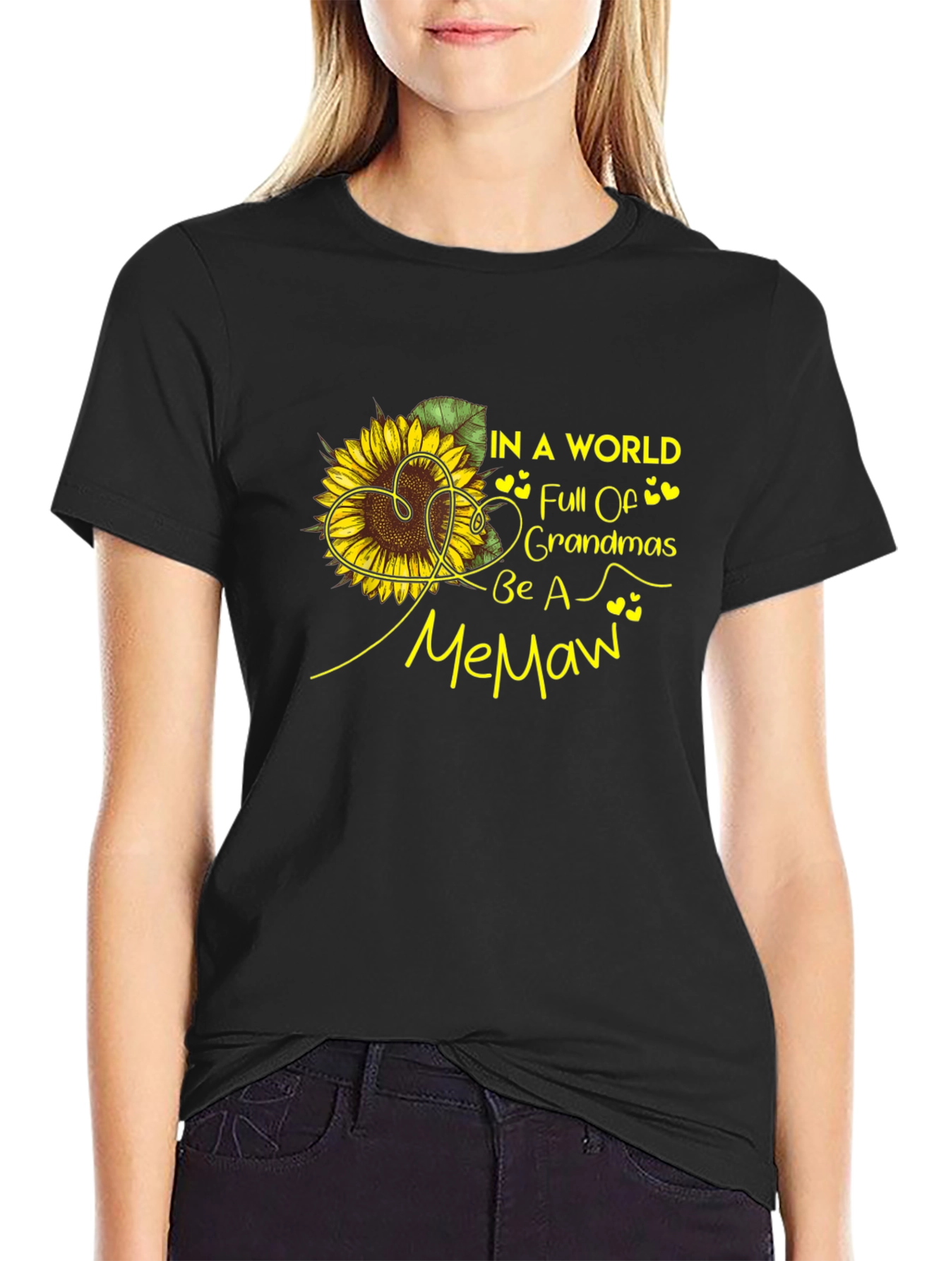 Memaw Sunflower Graphic T-Shirt - Black
