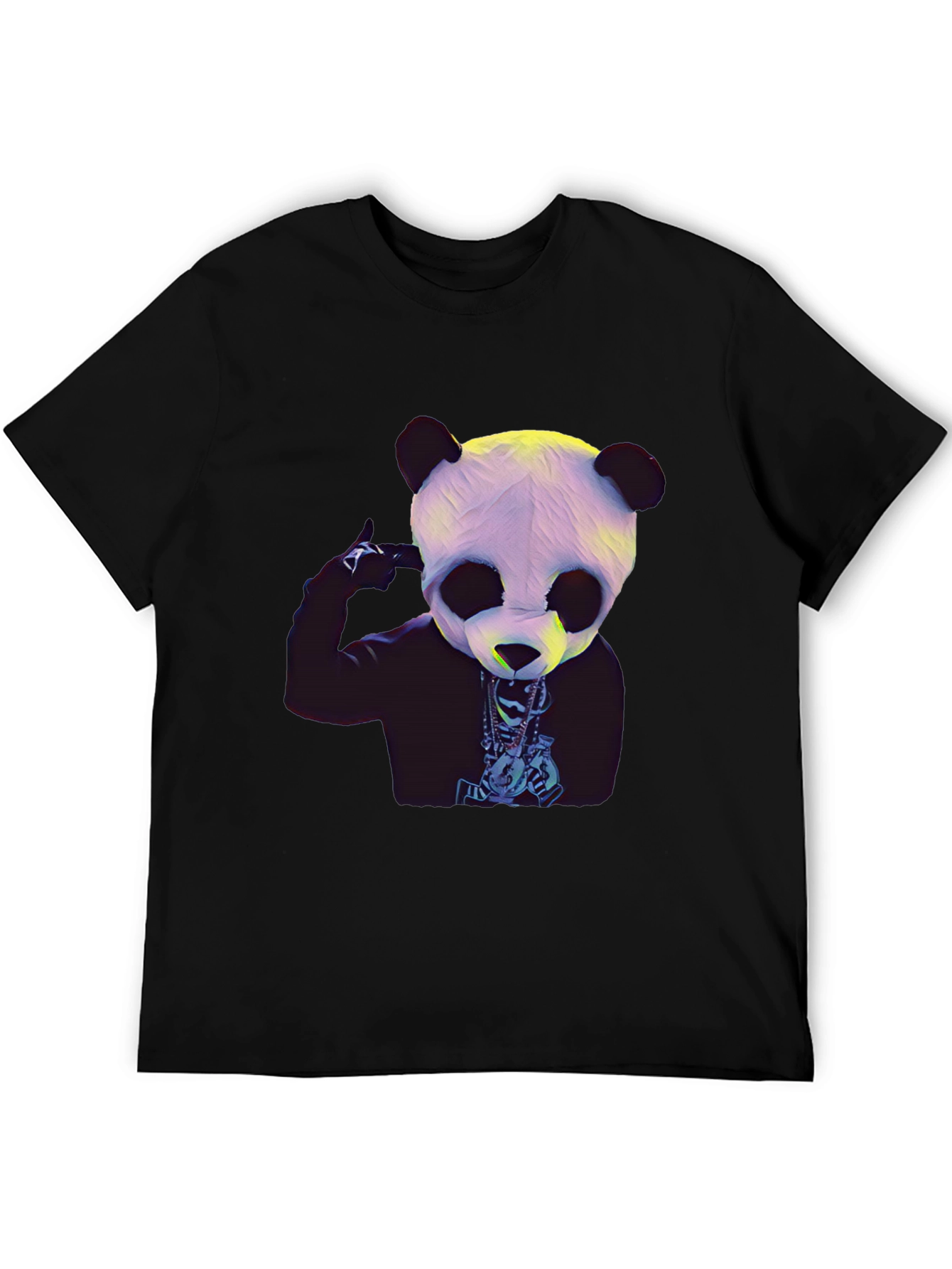 Panda Rapper Graphic T-Shirt - Black