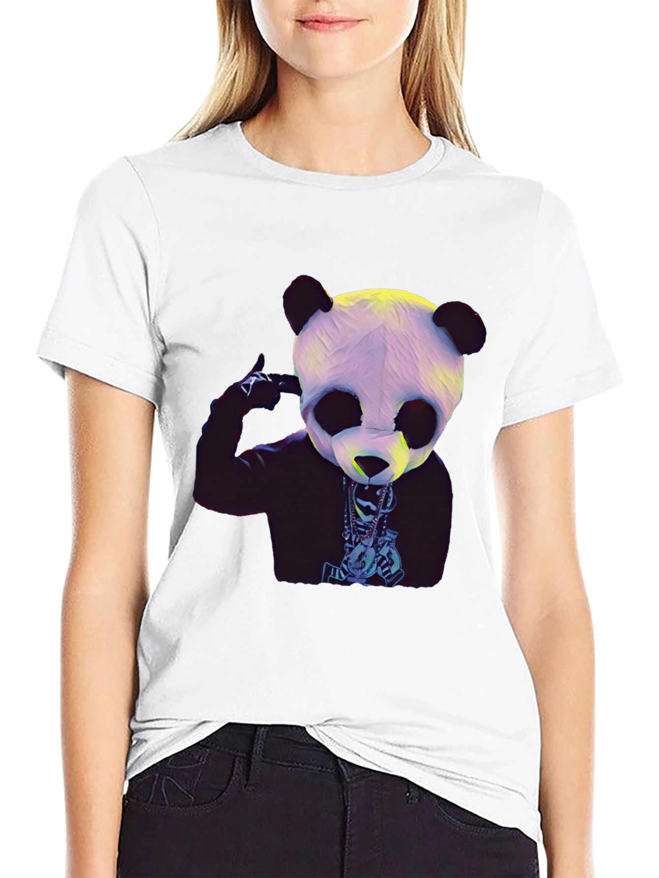 Panda Rapper Graphic T-Shirt - Black