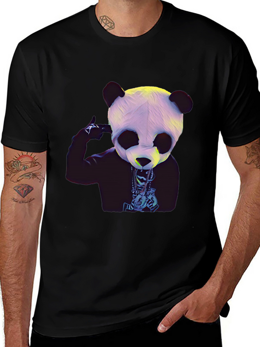 Panda Rapper Graphic T-Shirt - Black