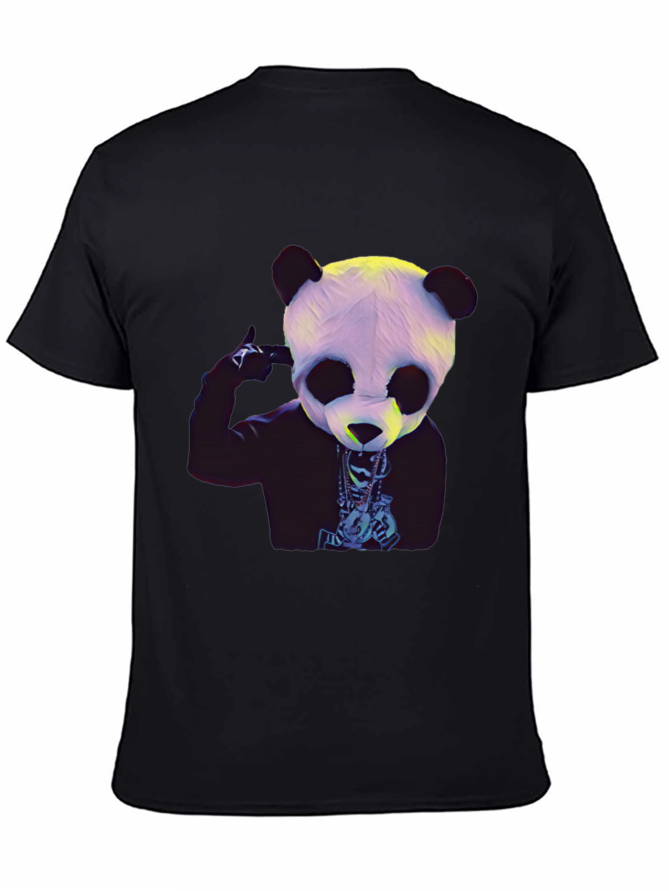 Panda Rapper Graphic T-Shirt - Black