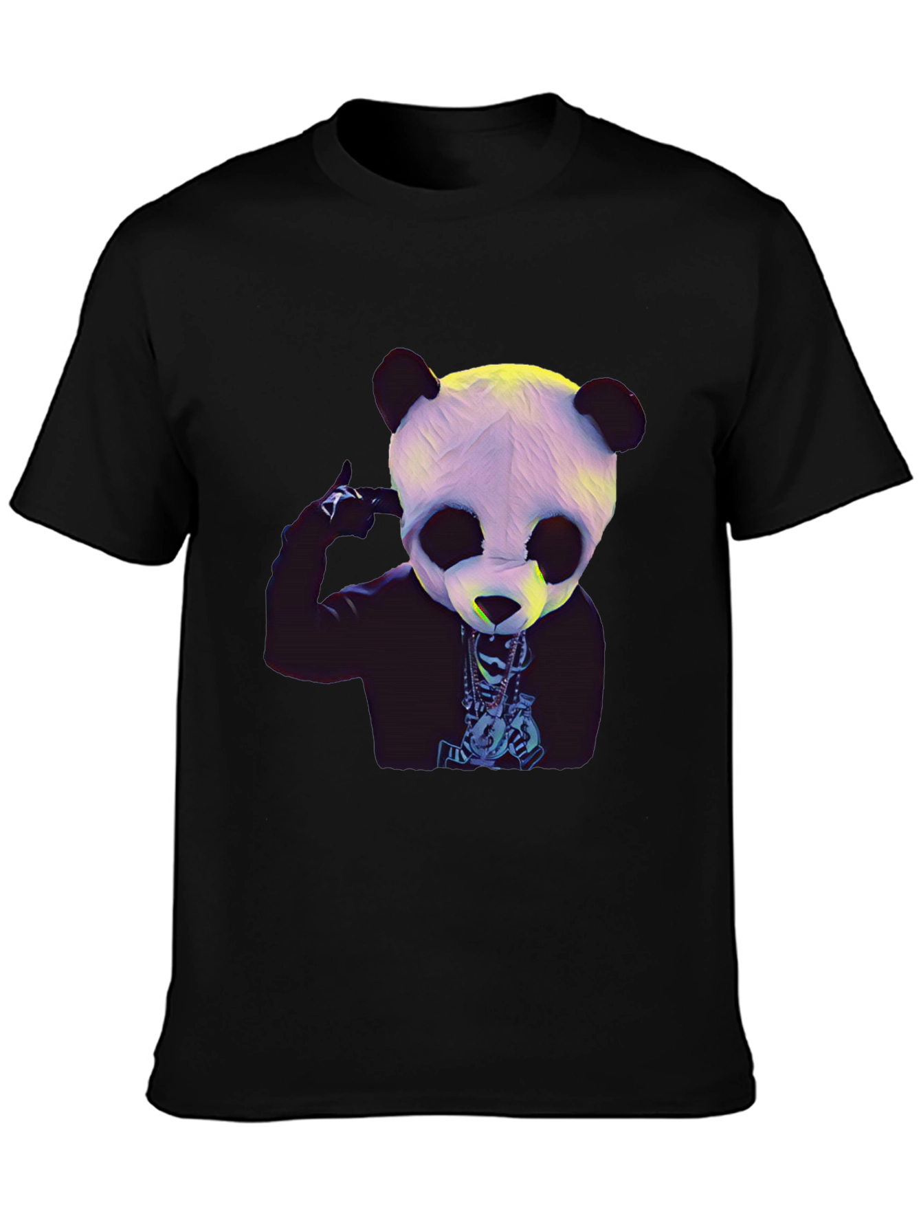 Panda Rapper Graphic T-Shirt - Black