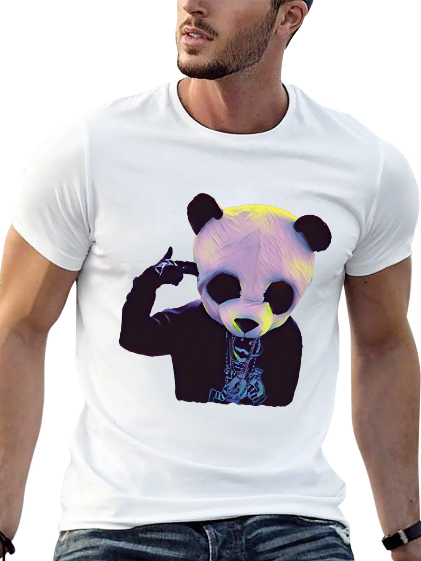 Panda Rapper Graphic T-Shirt - Black