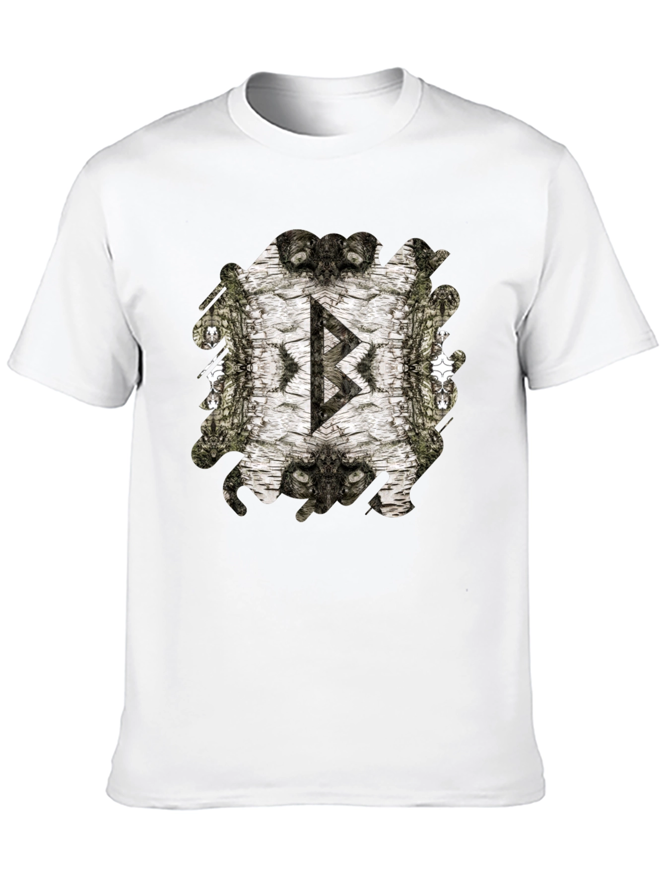 Viking Rune Birch Bark Mens Black T-Shirt