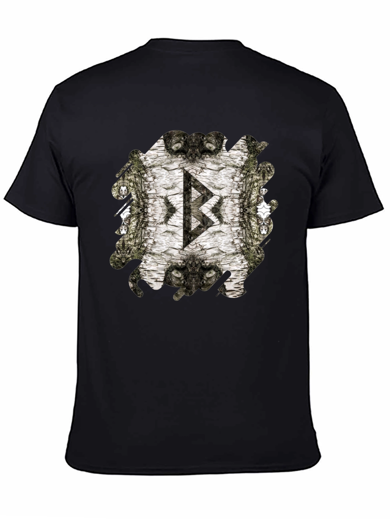 Viking Rune Birch Bark Mens Black T-Shirt